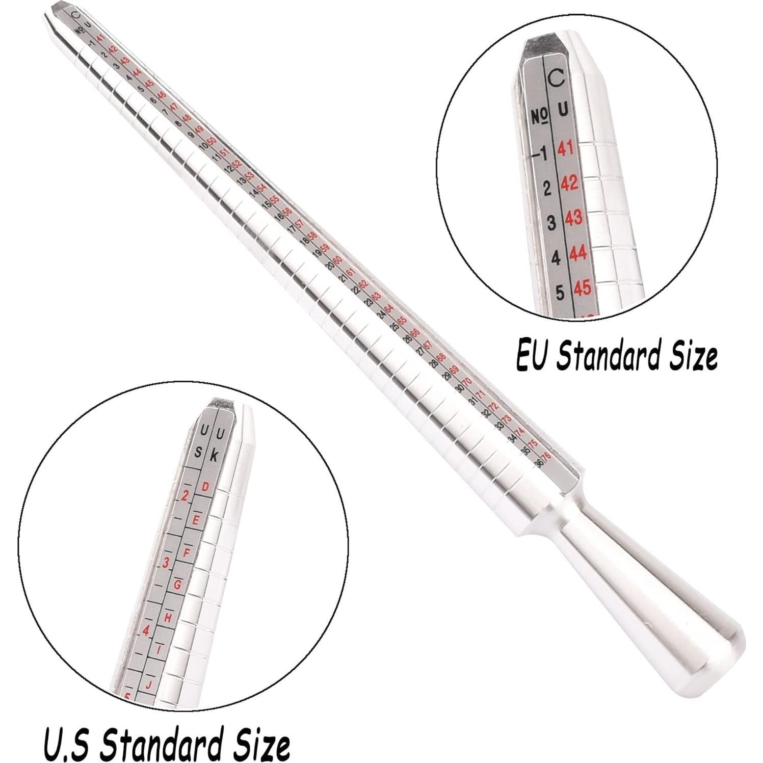 Medidor de Talla de Anillo HEXJOZEI - 27 Piezas de Metal