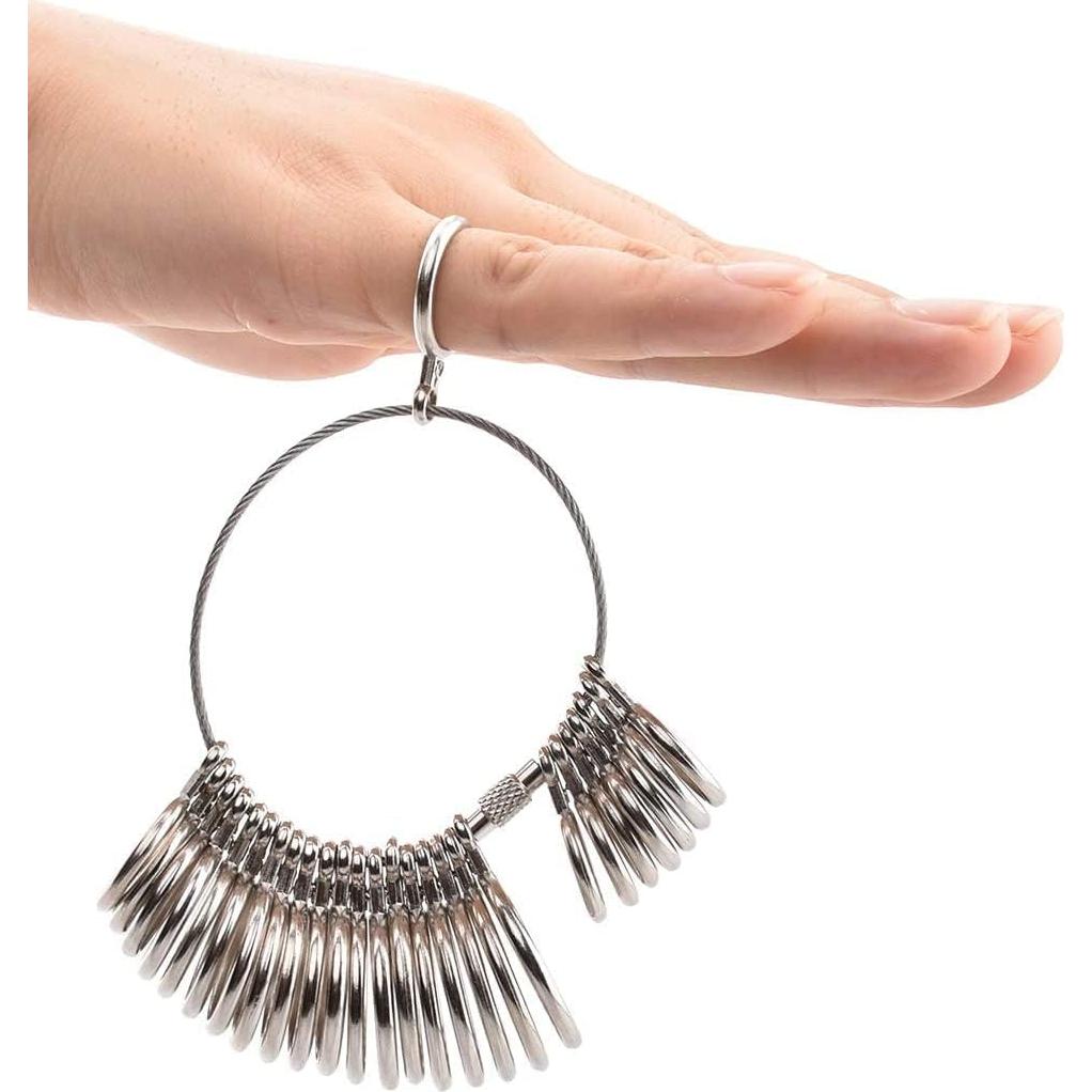 Medidor de Talla de Anillo HEXJOZEI - 27 Piezas de Metal