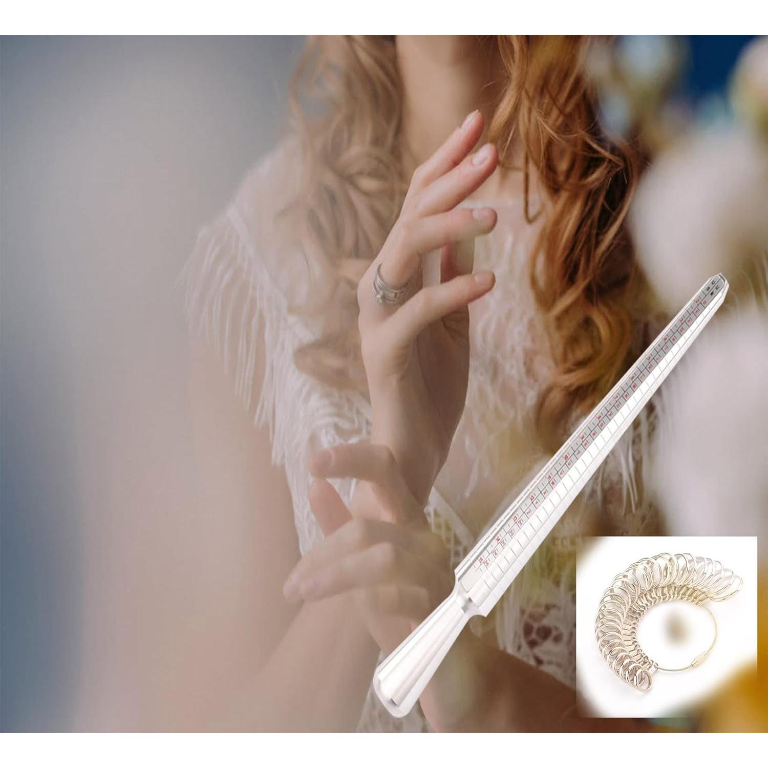 Medidor de Talla de Anillo HEXJOZEI - 27 Piezas de Metal