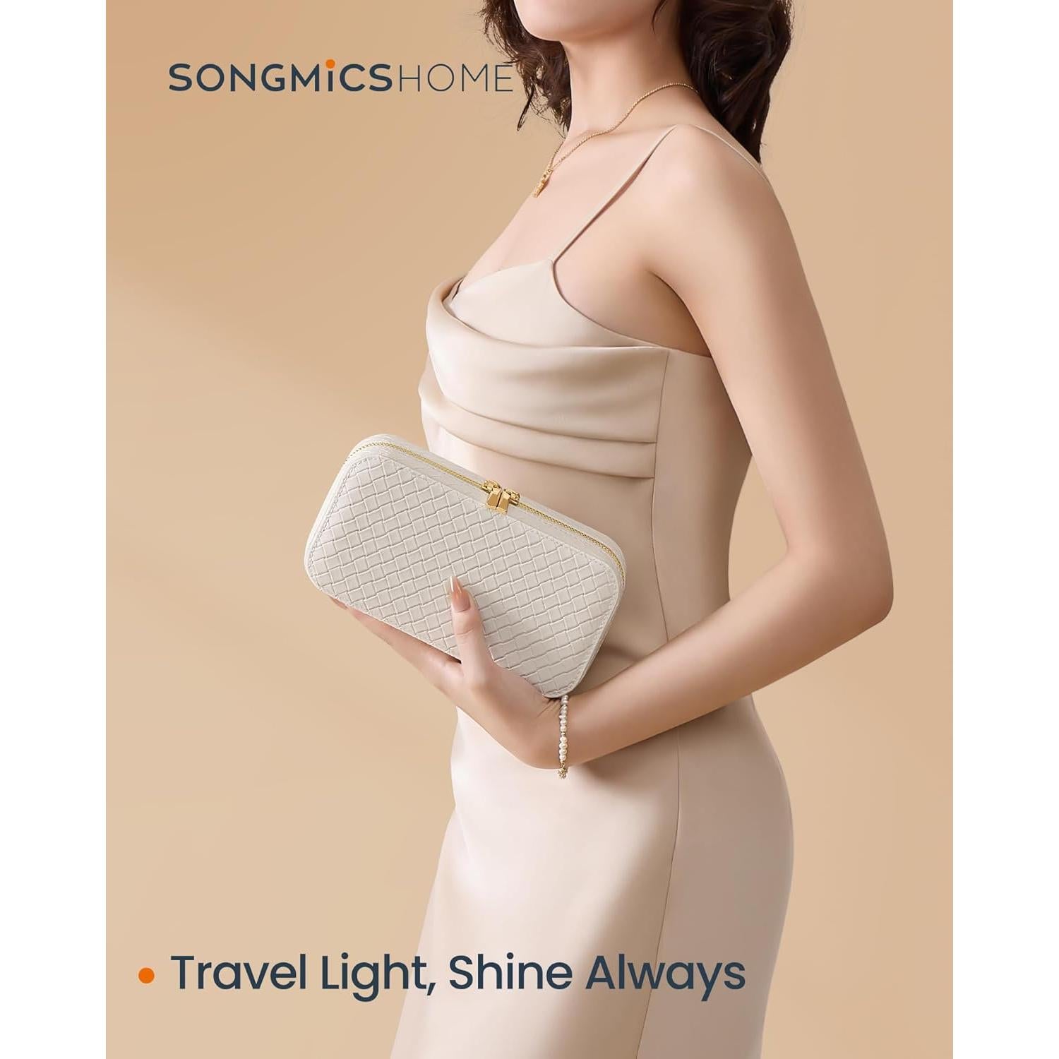 Estuche de Joyería de Viaje SONGMICS HOME Blanco Nube