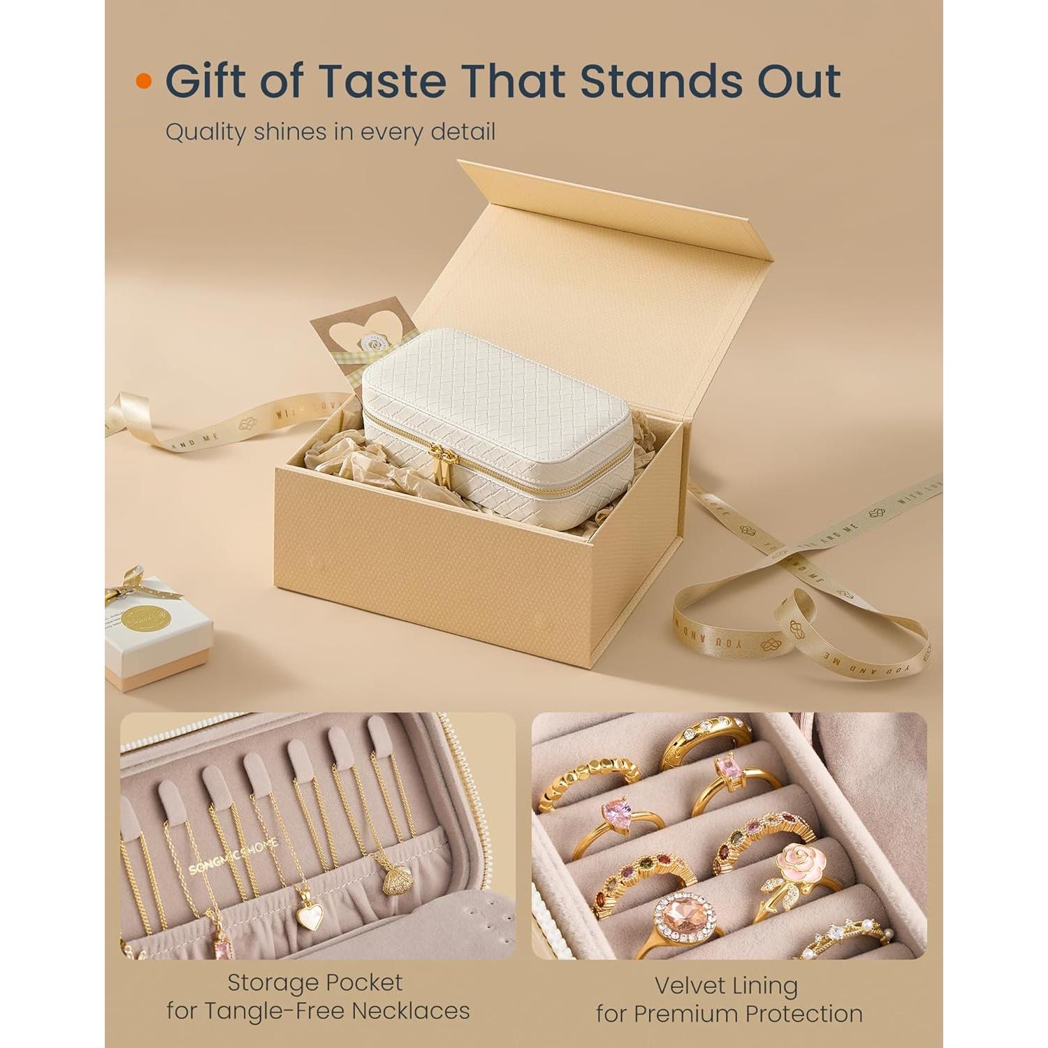 Estuche de Joyería de Viaje SONGMICS HOME Blanco Nube