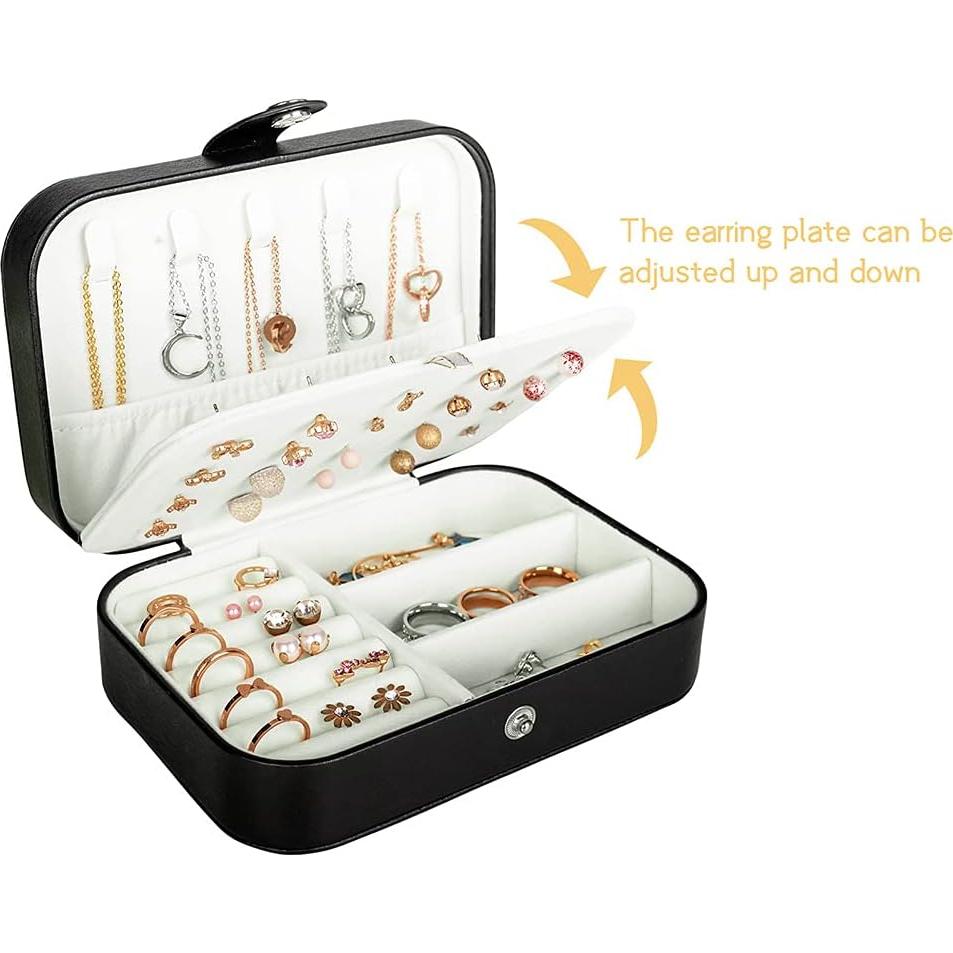 Caja de Joyería de Viaje Hatori Mini Cuero PU Negra