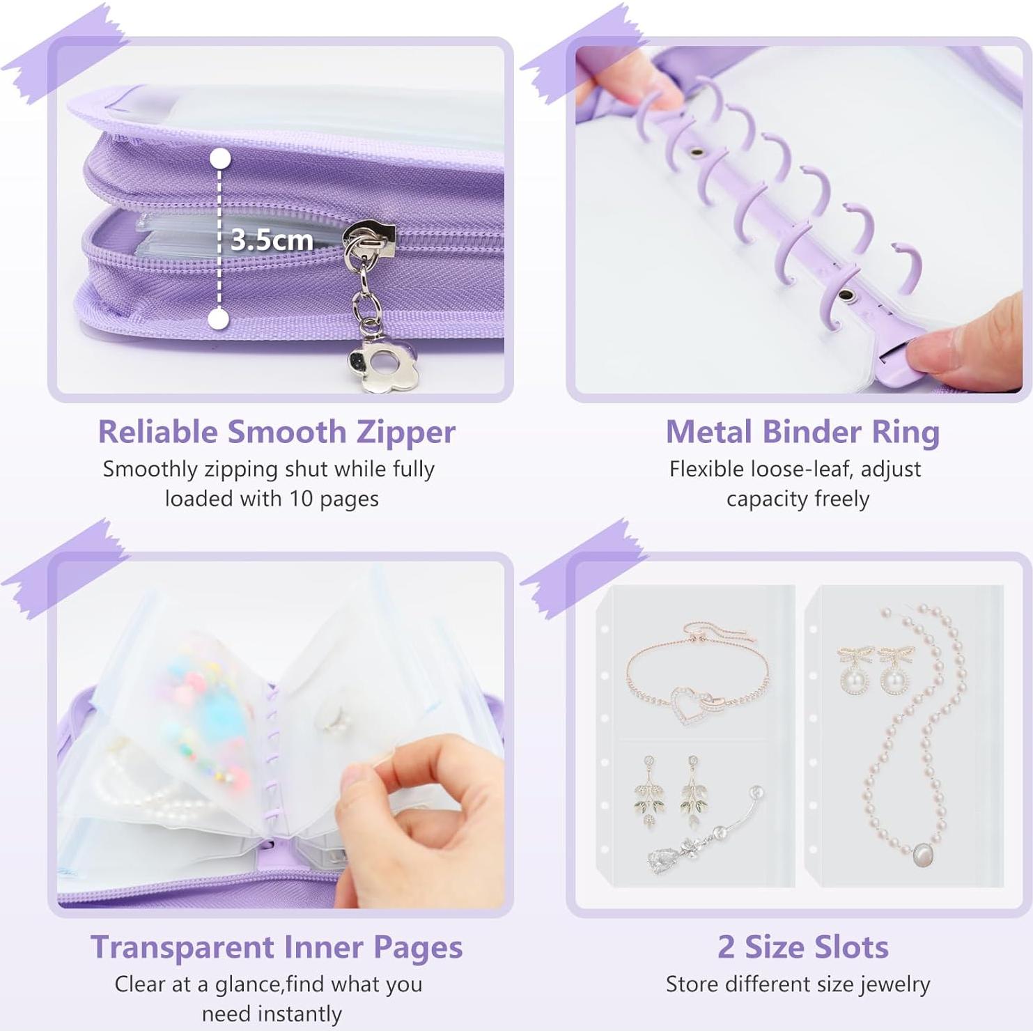 Mini Organizador de Joyería Frutain Púrpura 10 Compartimentos