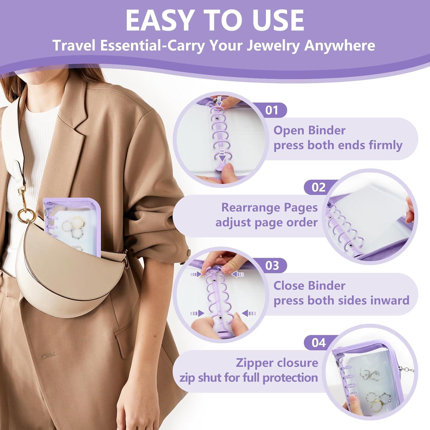 Mini Organizador de Joyería Frutain Púrpura 10 Compartimentos