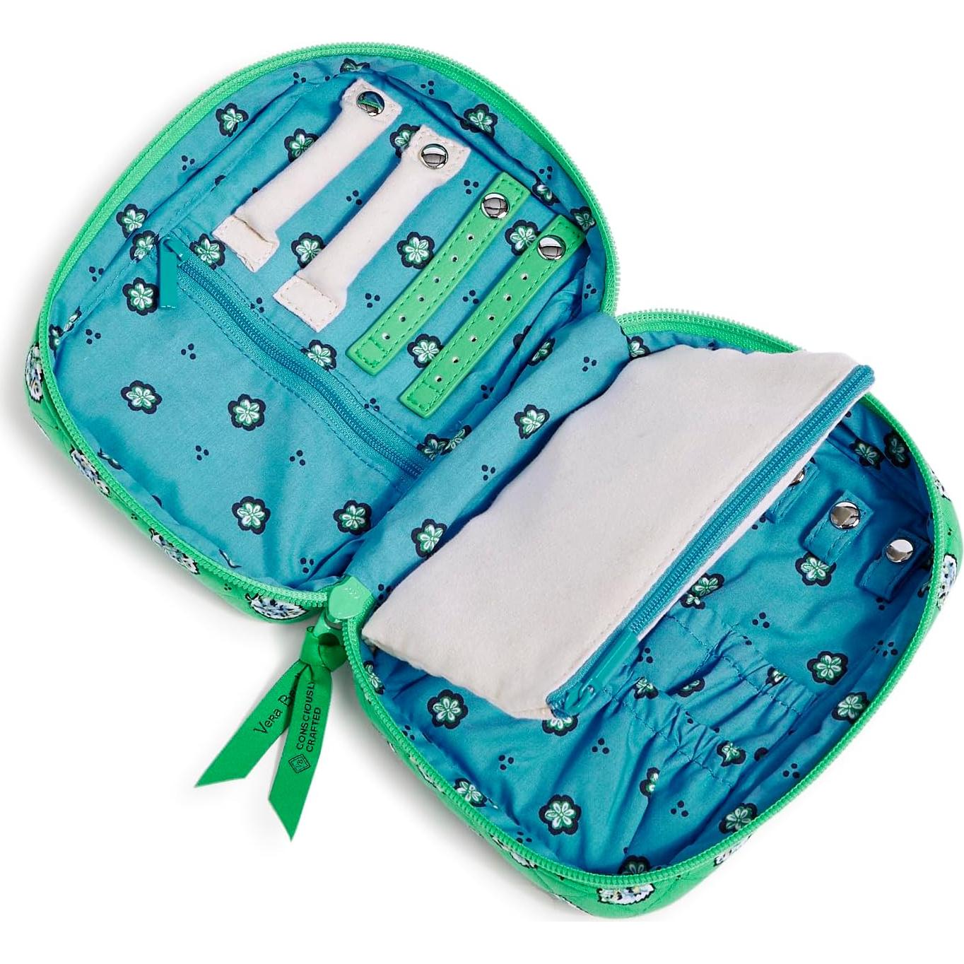 Organizador de Joyas Vera Bradley Algodón Verde Jardín 17.78x12.7cm