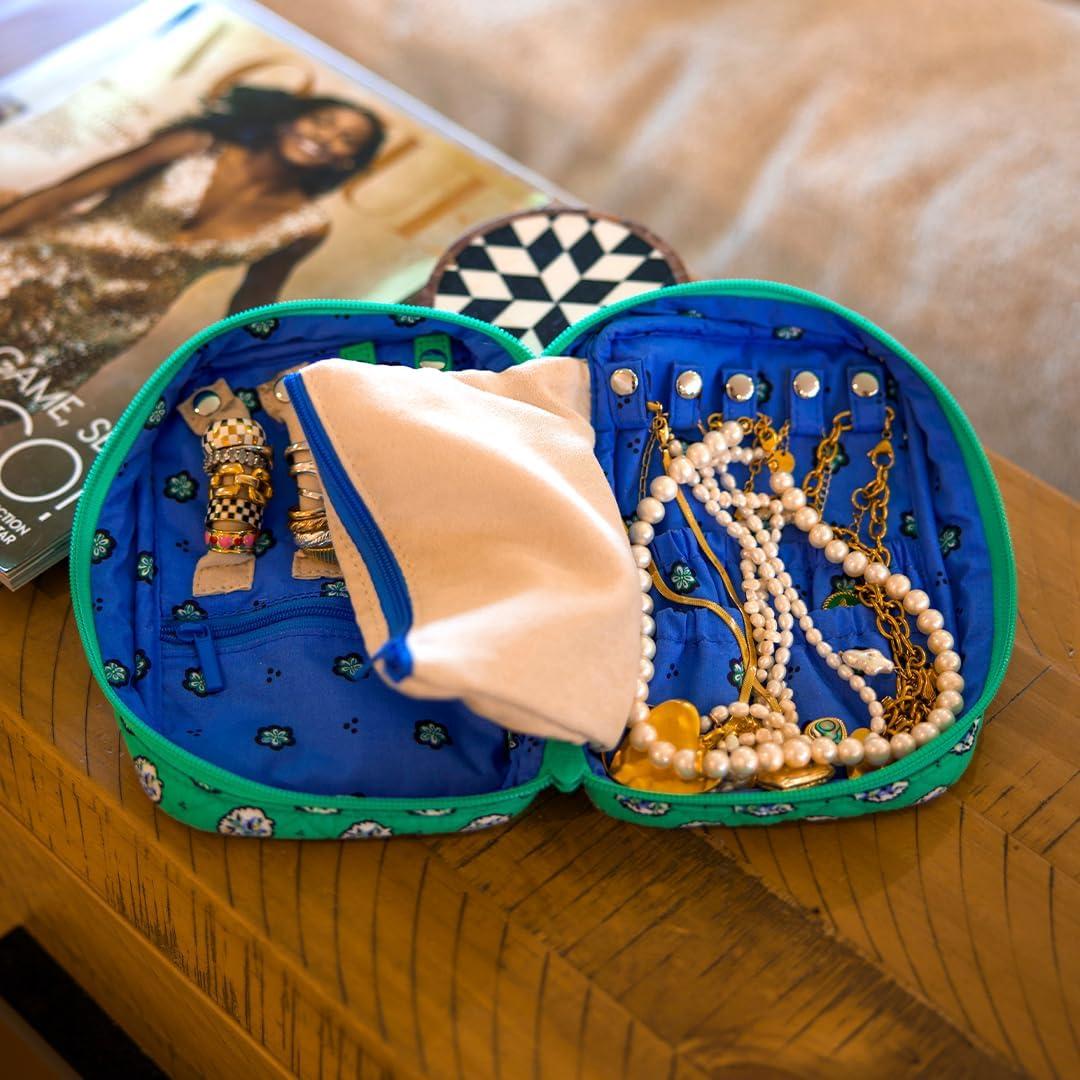 Organizador de Joyas Vera Bradley Algodón Verde Jardín 17.78x12.7cm