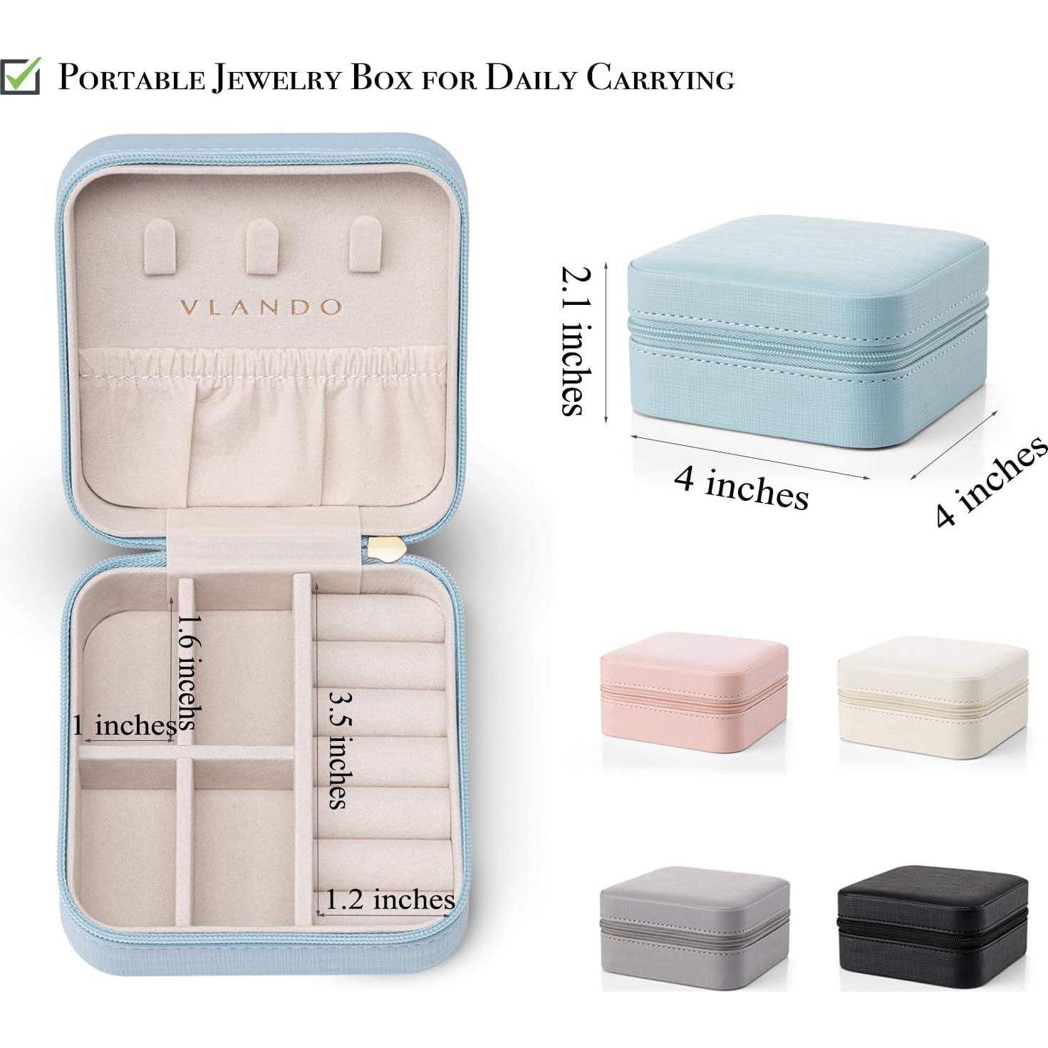 Caja de Joyería de Viaje Vlando Azul Organizador 11x11cm