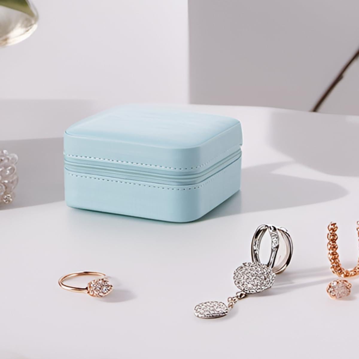 Caja de Joyería de Viaje Vlando Azul Organizador 11x11cm