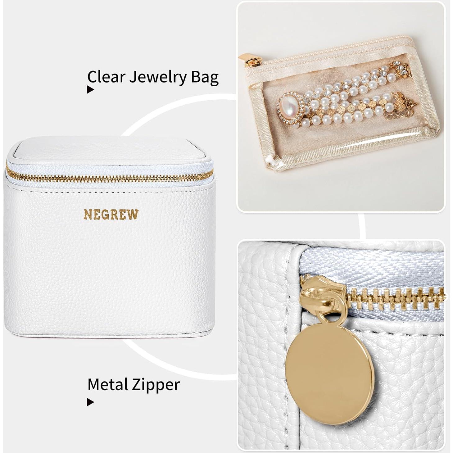 Caja de Joyería de Viaje NEGREW con 6 Compartimentos Blancos