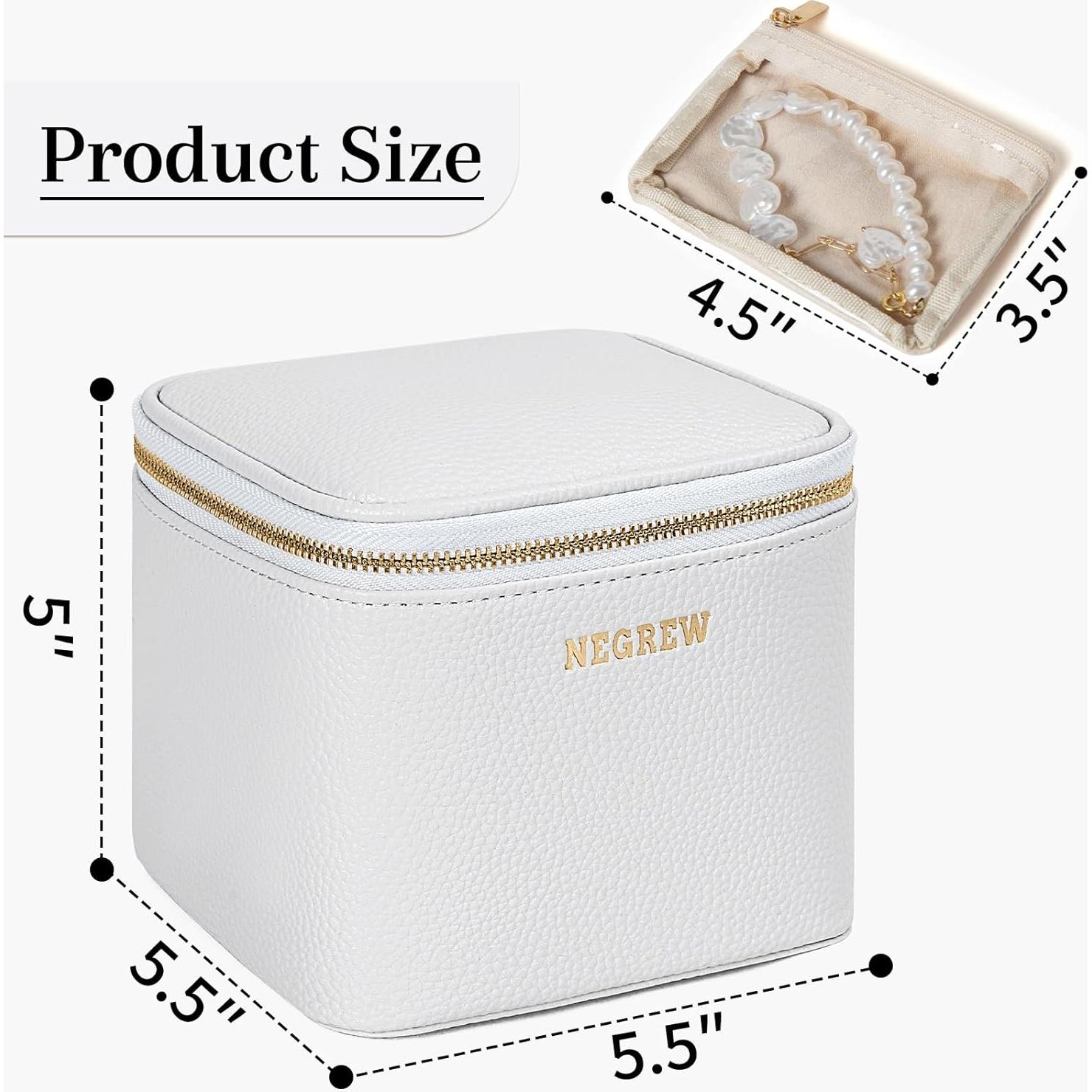 Caja de Joyería de Viaje NEGREW con 6 Compartimentos Blancos