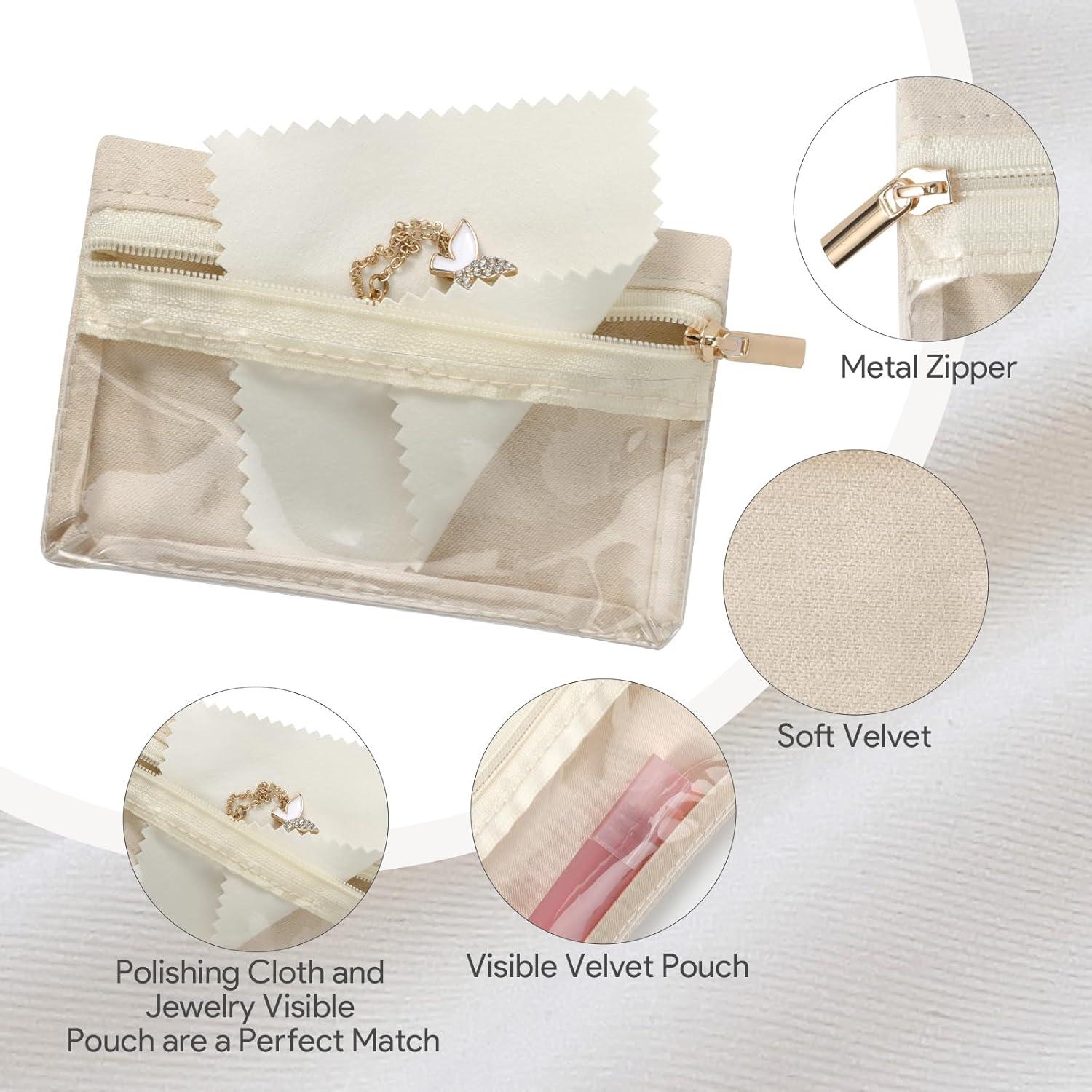 12 Bolsas de Joyería Transparentes Hoohnnaa con Paños de Pulir