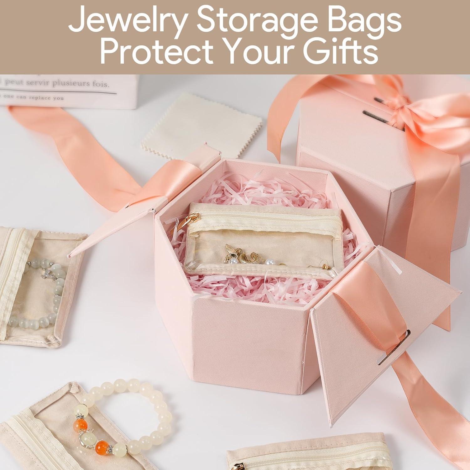 12 Bolsas de Joyería Transparentes Hoohnnaa con Paños de Pulir