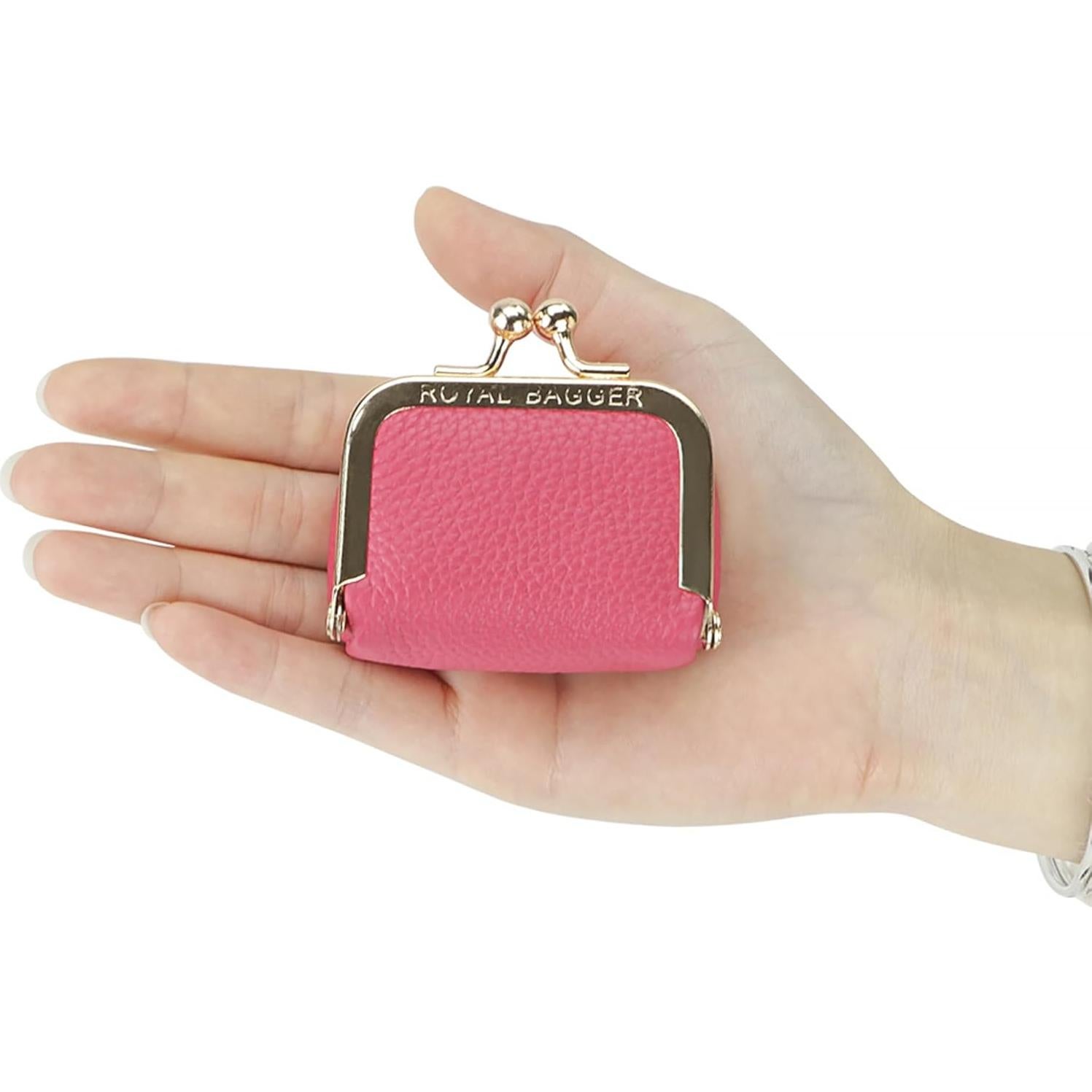 Monedero de Cuero Genuino Royal Bagger Rosa Compacto