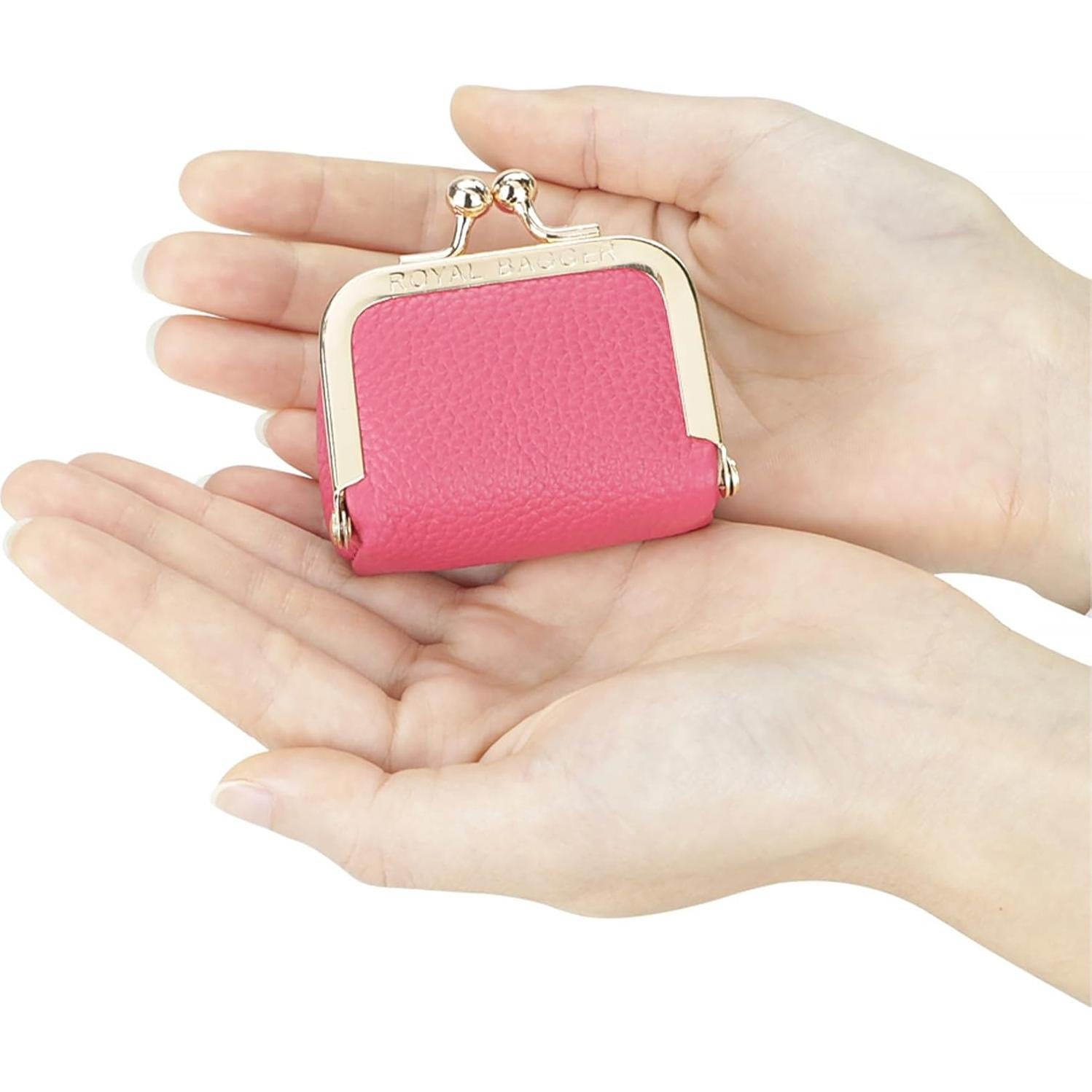 Monedero de Cuero Genuino Royal Bagger Rosa Compacto