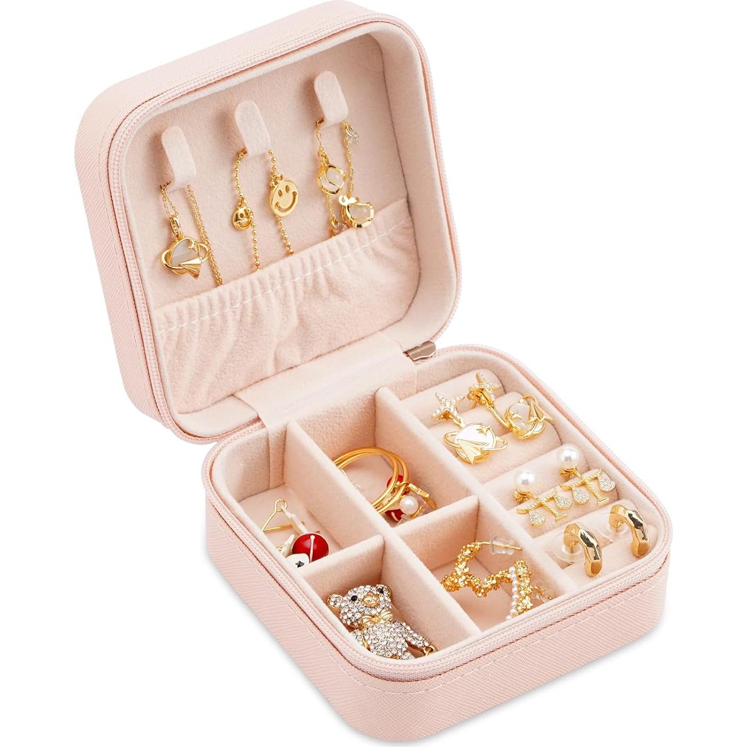 Caja de Joyería Mini de Viaje Neveika Rosa Organizador 10.1 cm