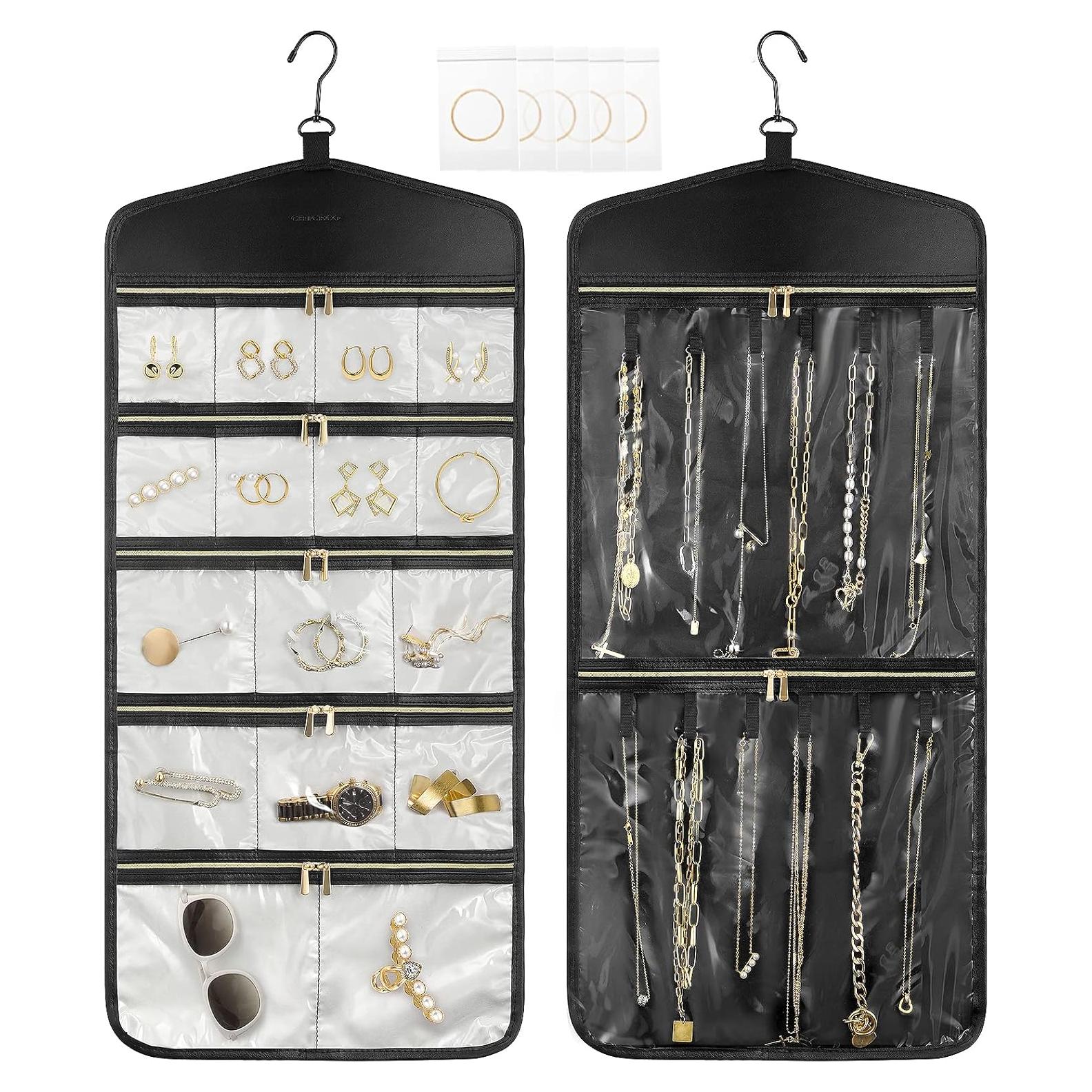 Organizador de Joyería Colgante CHICECO con 16 Bolsillos y Doble Cremallera