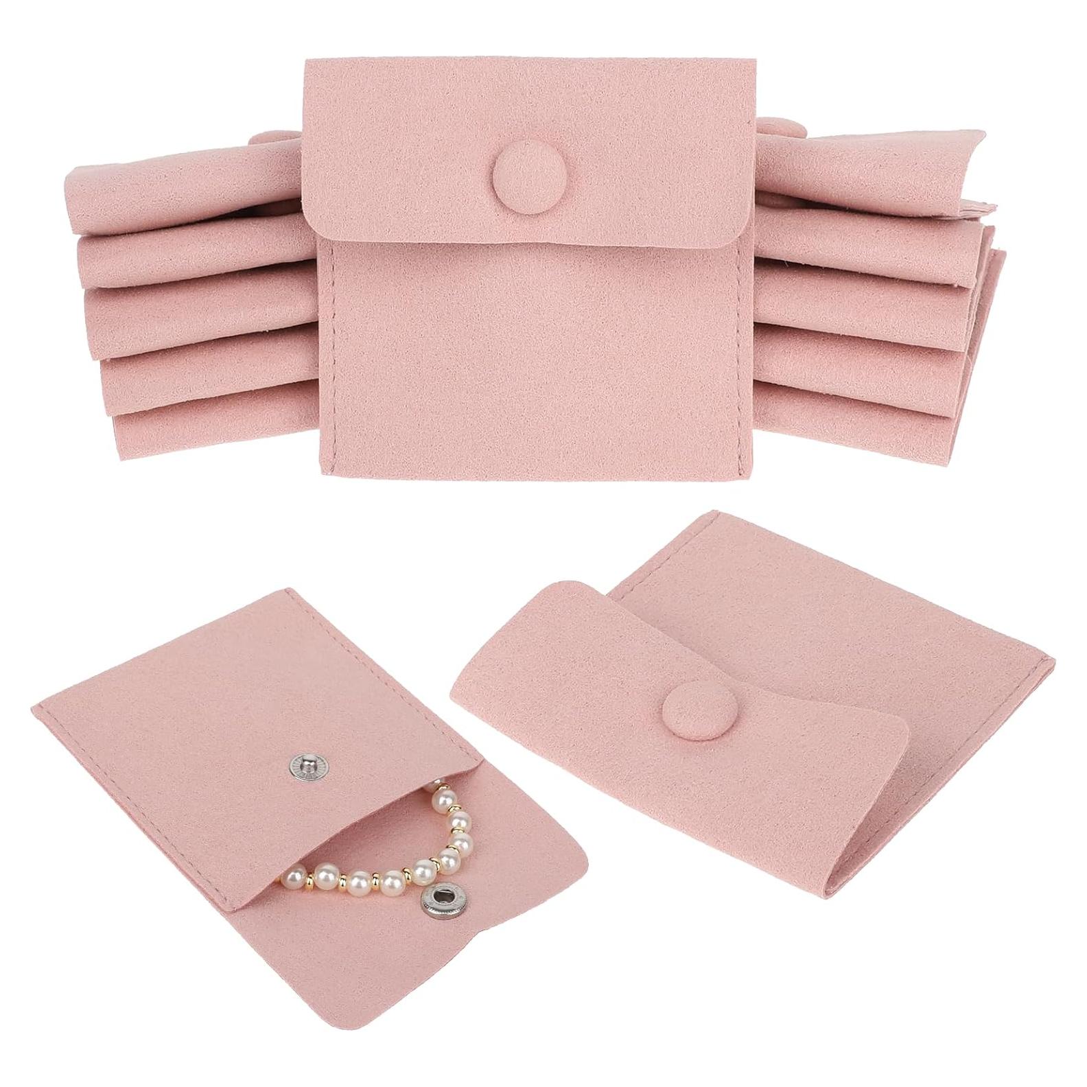 Bolsas de Joyería de Viaje Molain, 12 Piezas Microfibra Rosa
