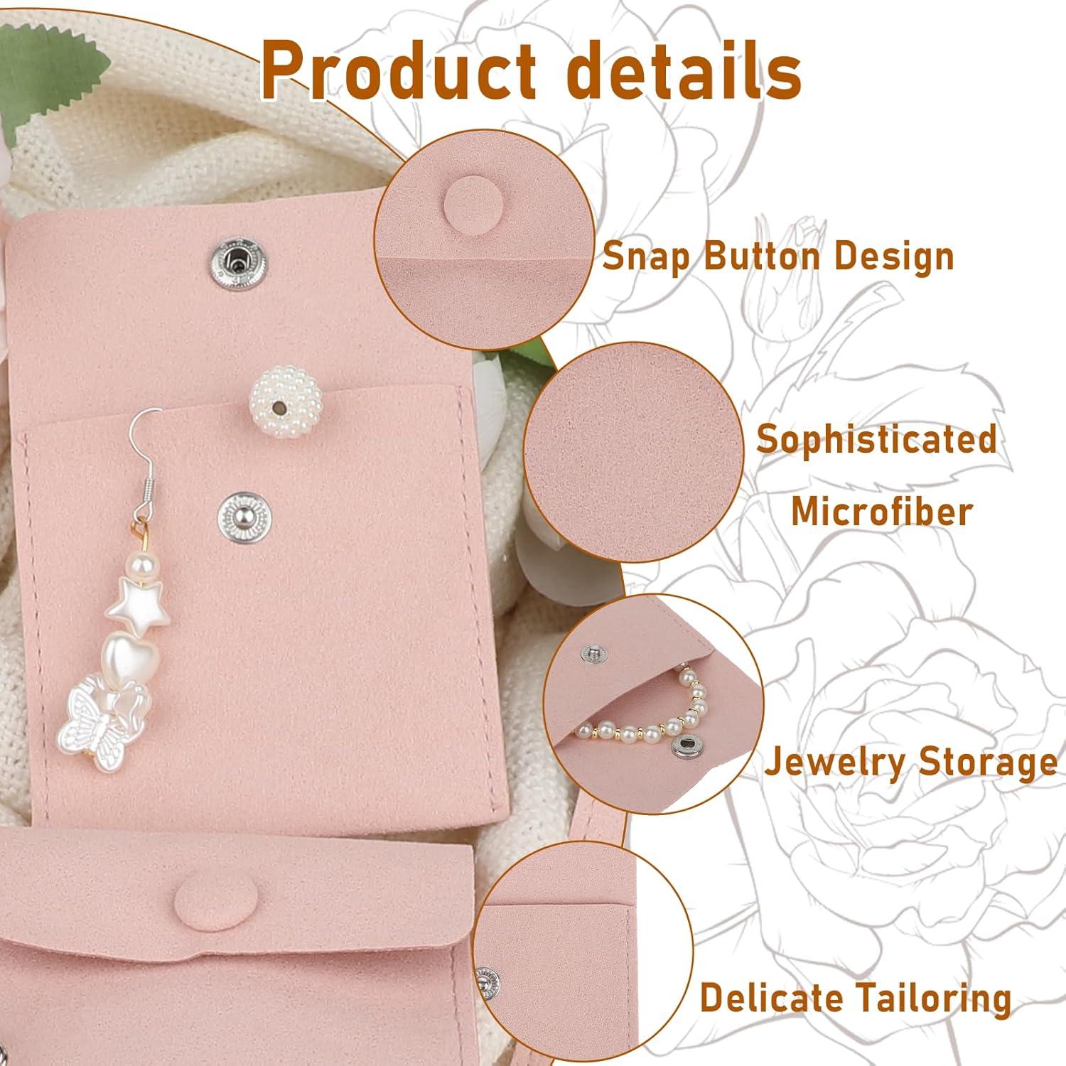 Bolsas de Joyería de Viaje Molain, 12 Piezas Microfibra Rosa