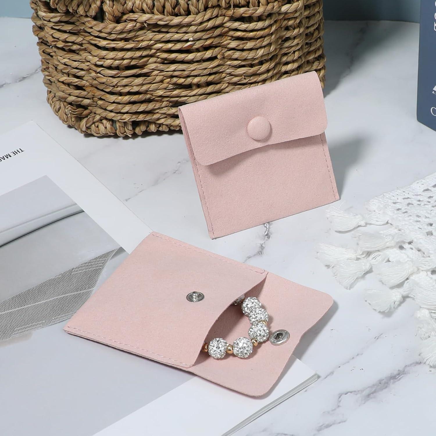 Bolsas de Joyería de Viaje Molain, 12 Piezas Microfibra Rosa