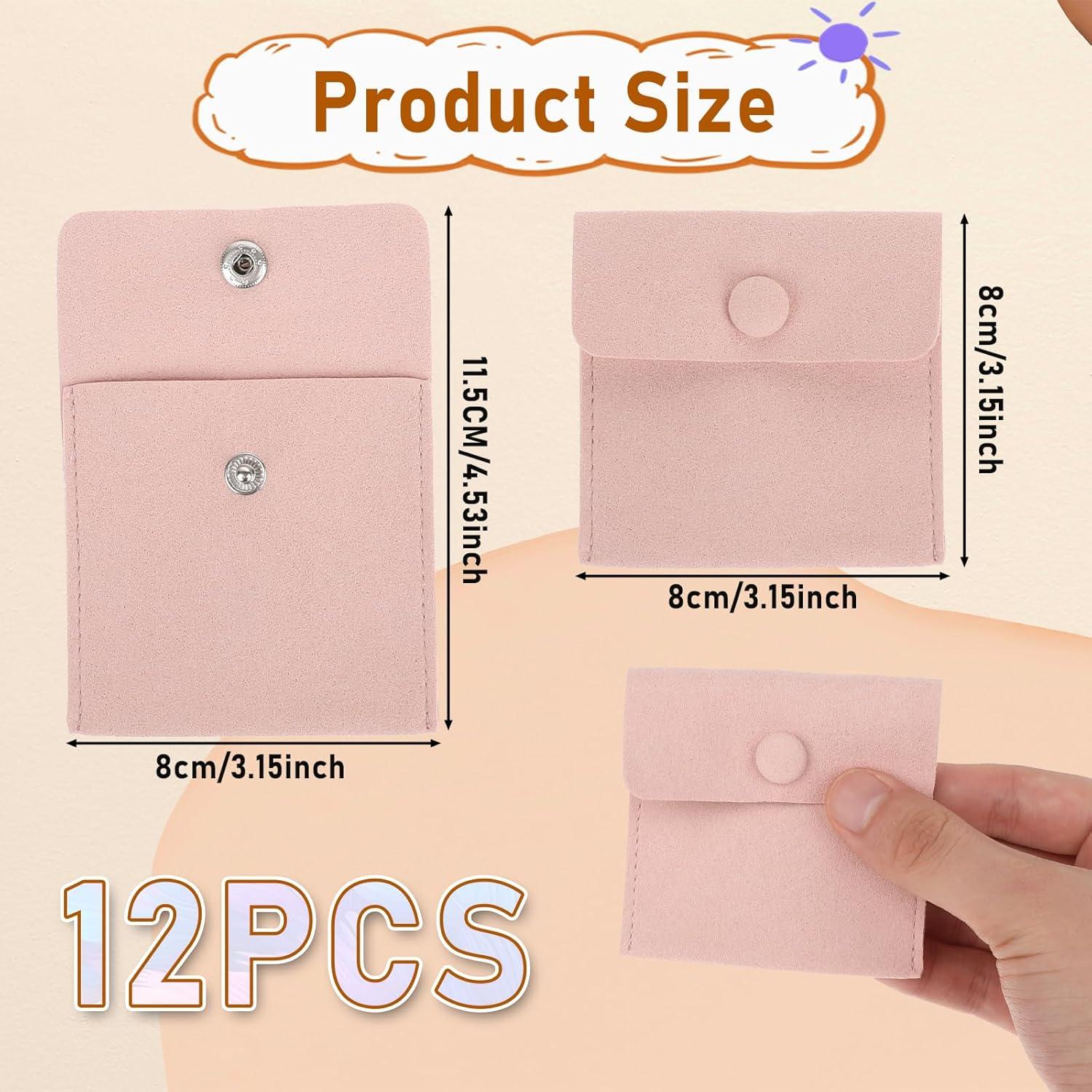 Bolsas de Joyería de Viaje Molain, 12 Piezas Microfibra Rosa