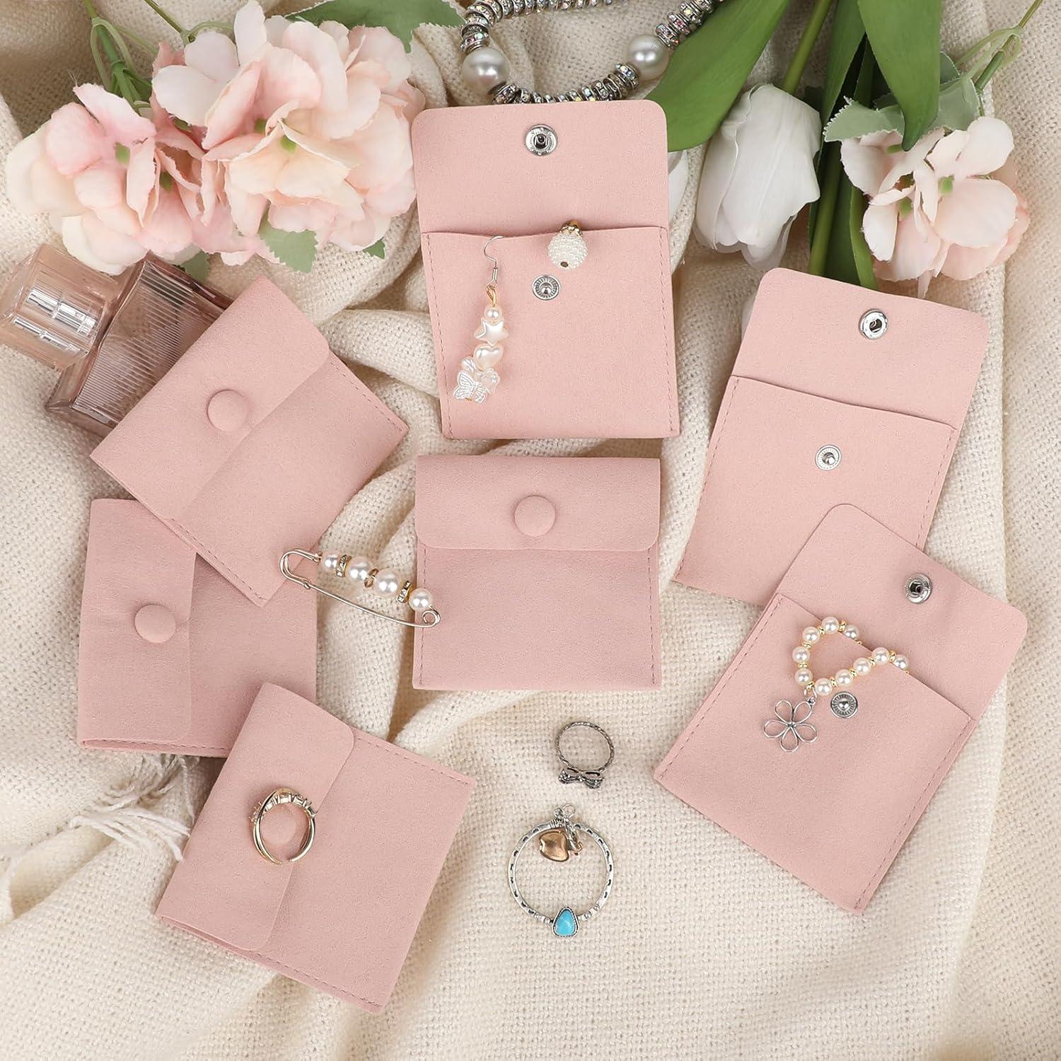 Bolsas de Joyería de Viaje Molain, 12 Piezas Microfibra Rosa