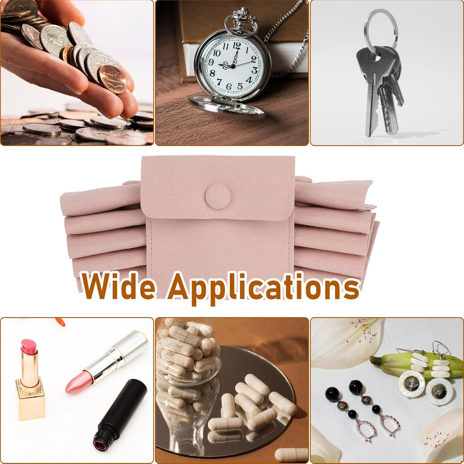 Bolsas de Joyería de Viaje Molain, 12 Piezas Microfibra Rosa