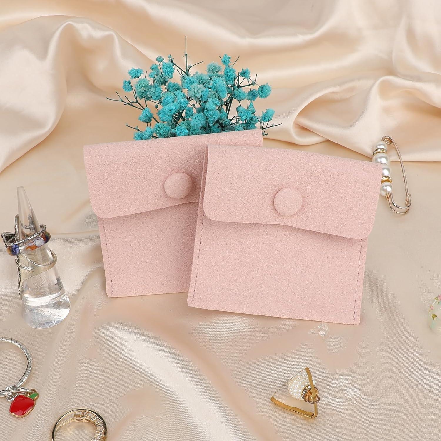 Bolsas de Joyería de Viaje Molain, 12 Piezas Microfibra Rosa