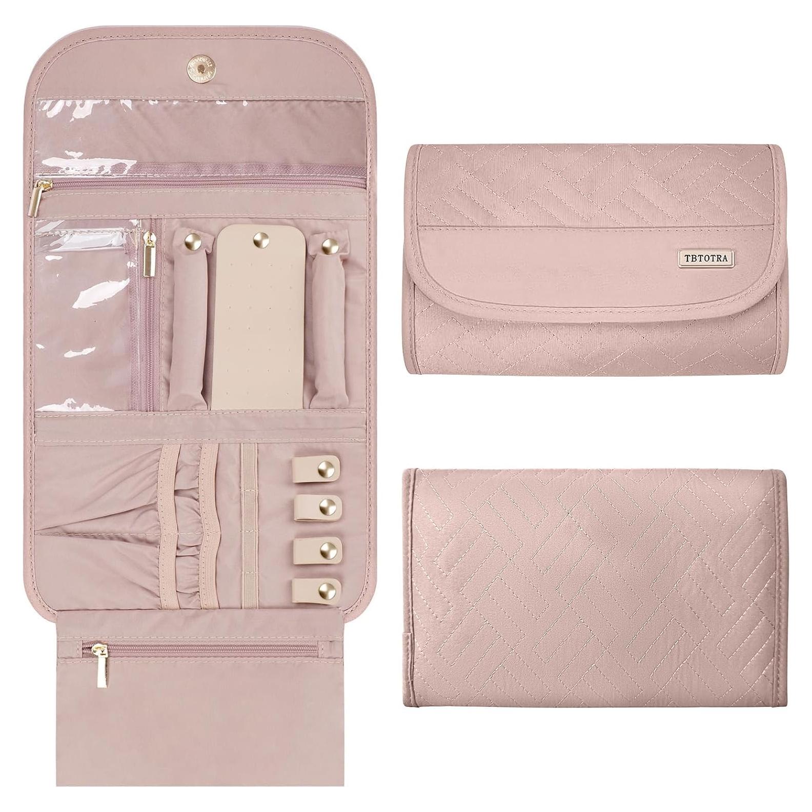 Estuche Organizadora de Joyería TBTOTRA Rosa Plegable 5 Compartimentos