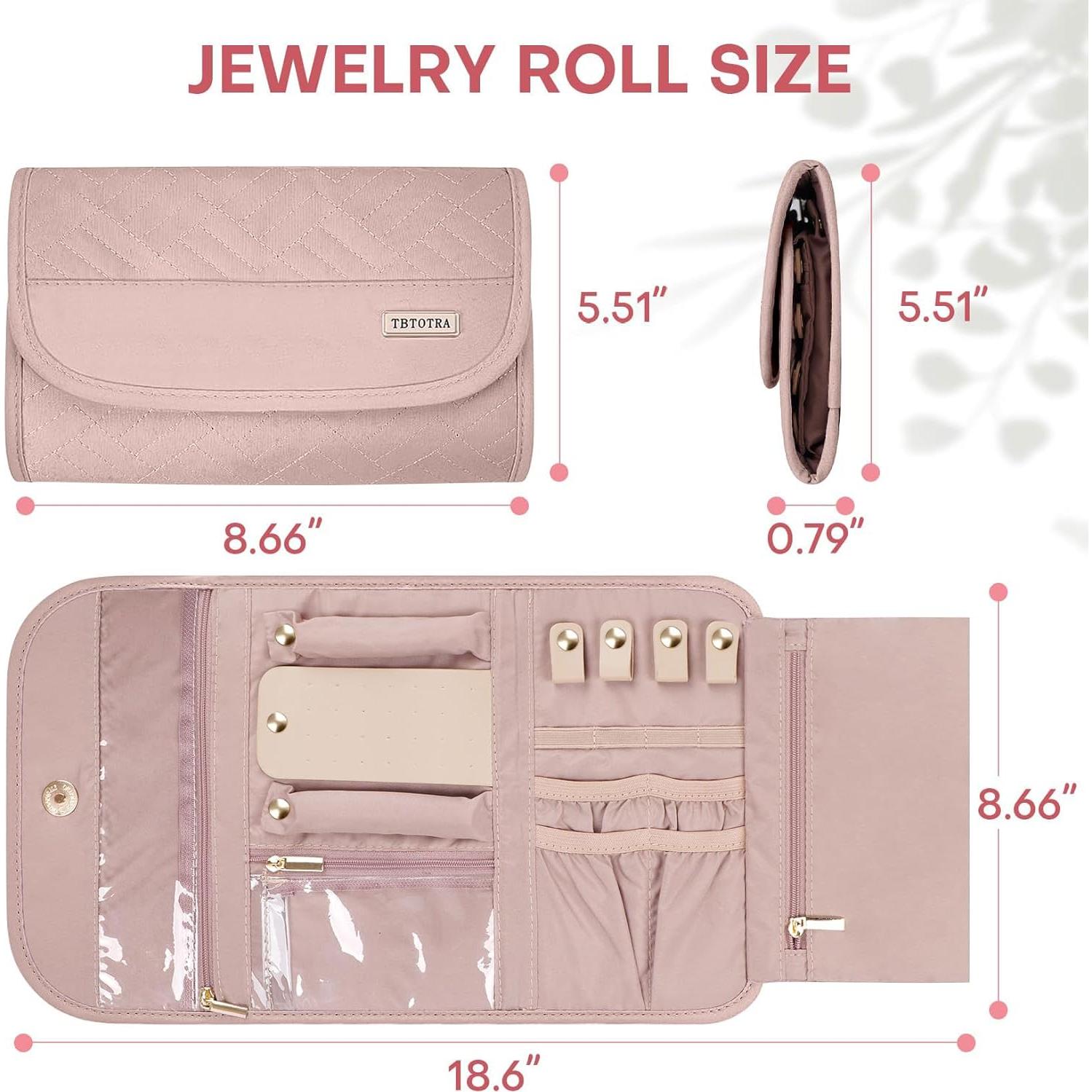 Estuche Organizadora de Joyería TBTOTRA Rosa Plegable 5 Compartimentos