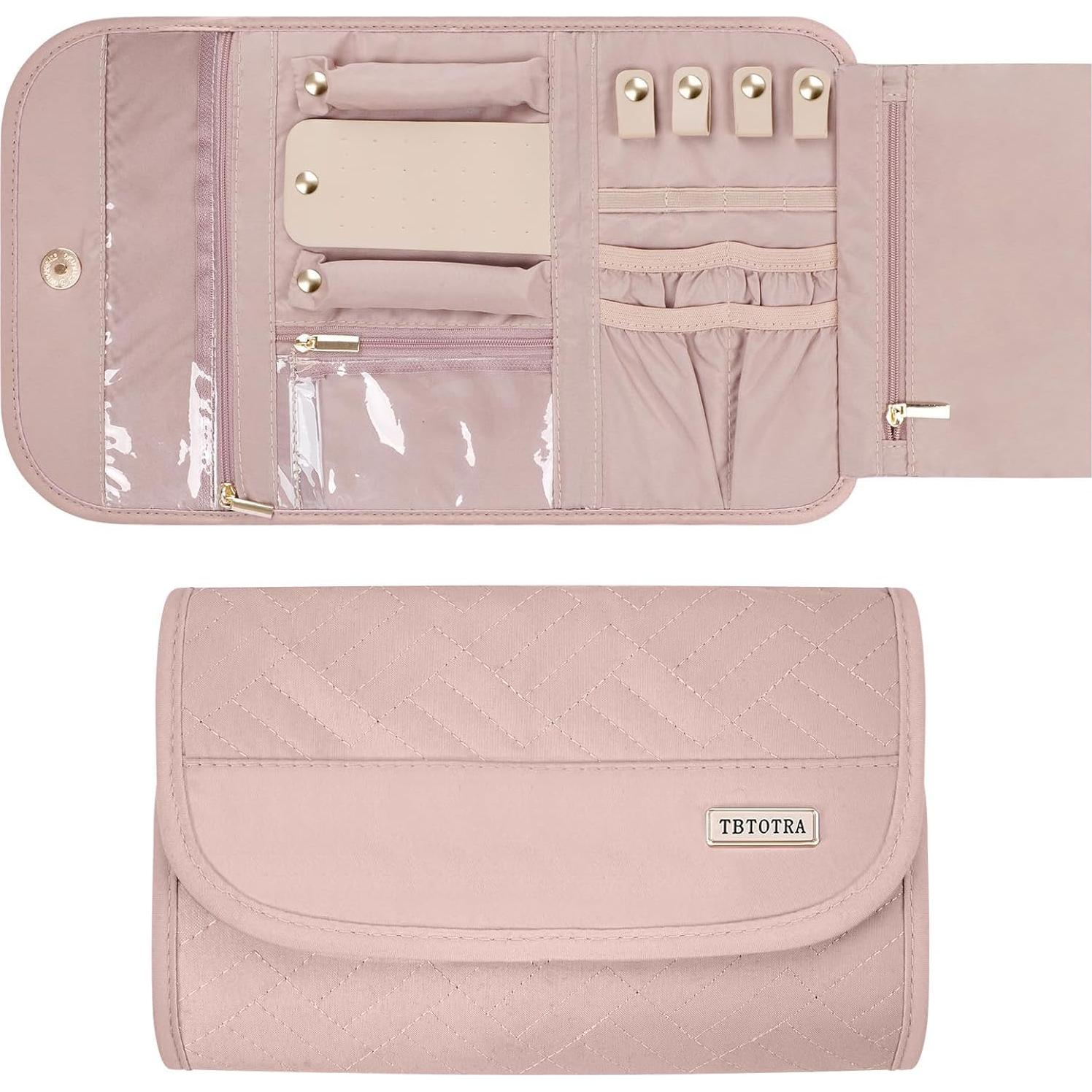 Estuche Organizadora de Joyería TBTOTRA Rosa Plegable 5 Compartimentos