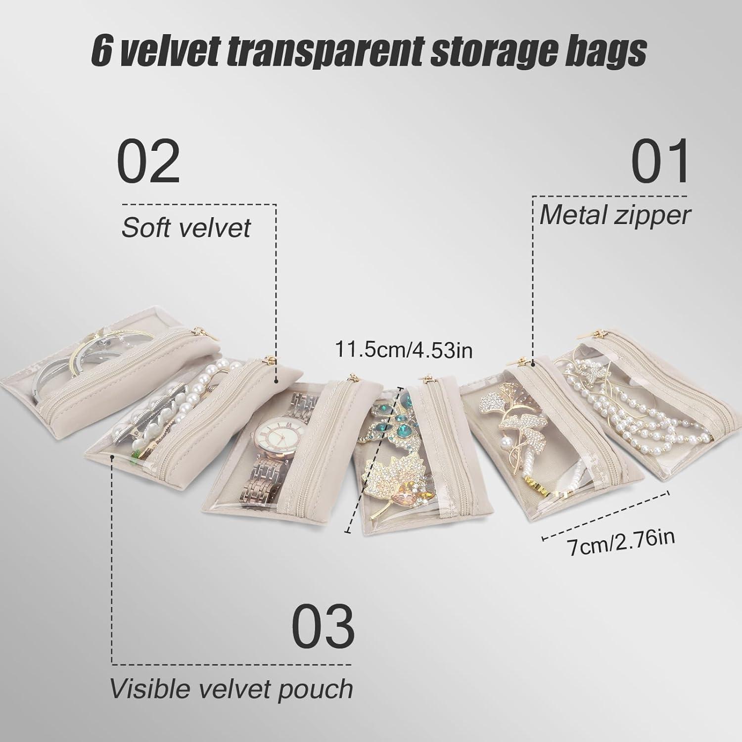 Caja de Joyería Pequeña DesignSter Beige con 6 Bolsas de Terciopelo