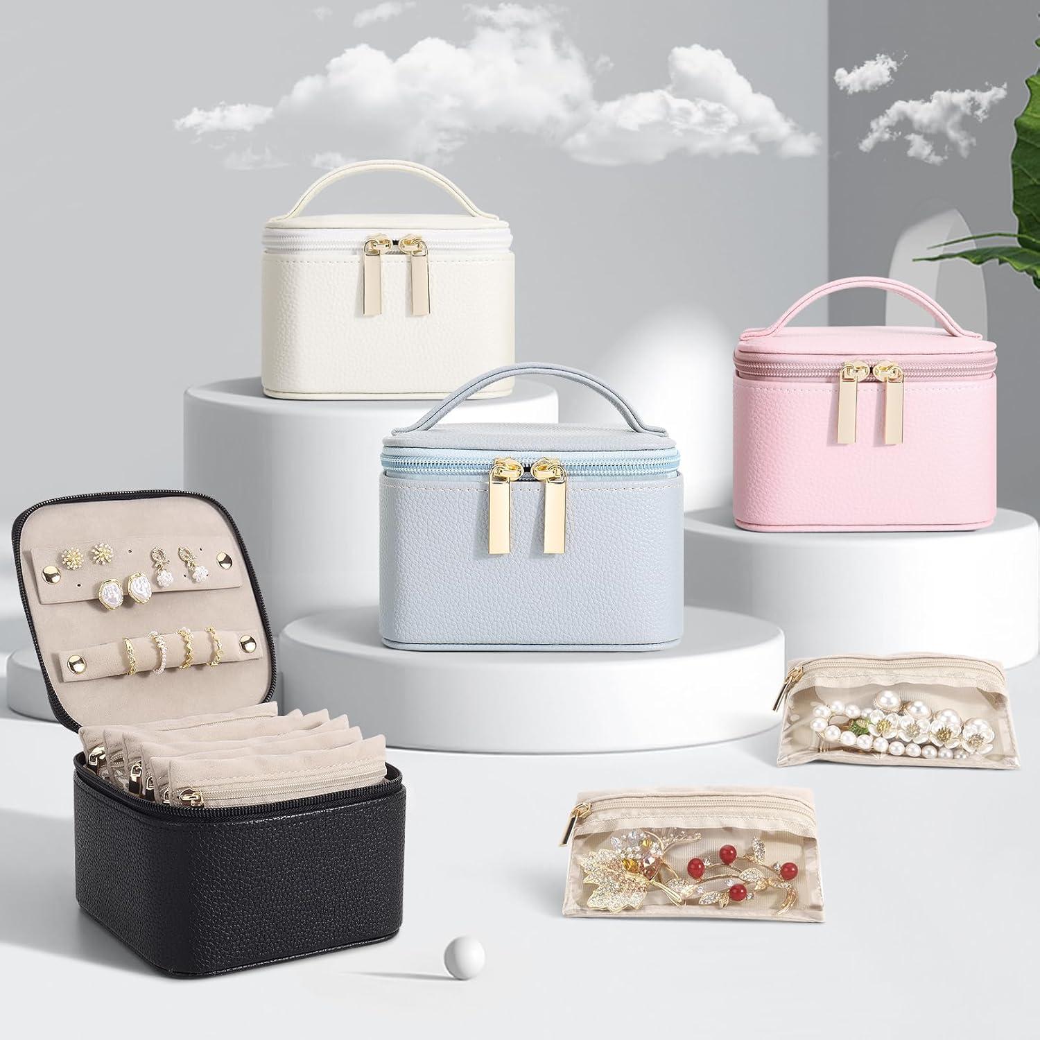 Caja de Joyería Pequeña DesignSter Beige con 6 Bolsas de Terciopelo