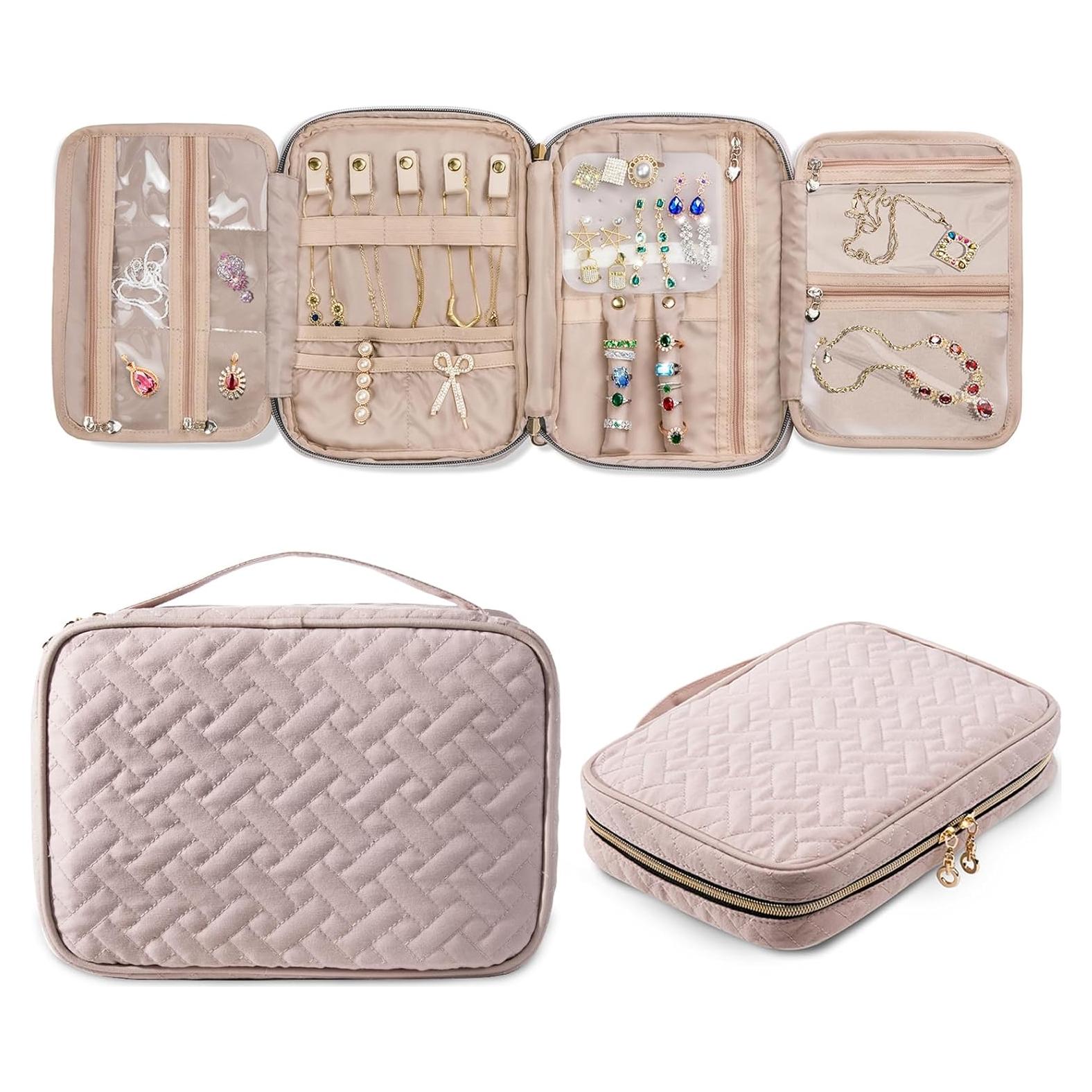 Organizador de Joyería SFYBYHEART Rosa Gran Capacidad 25.4x17.8cm