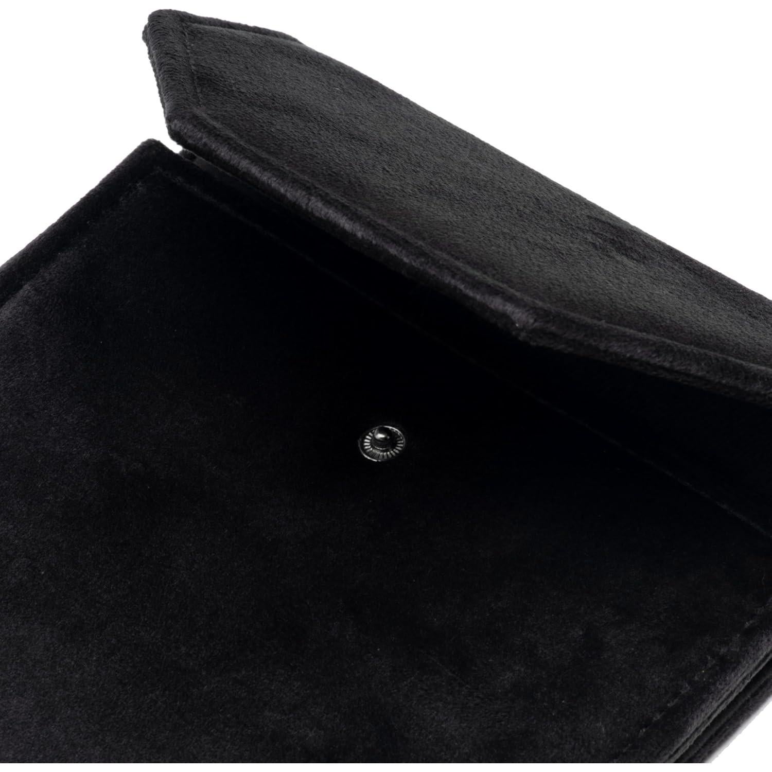 Caja de Joyería Portátil COWFEX de Terciopelo Negro 20.3x16.5 cm