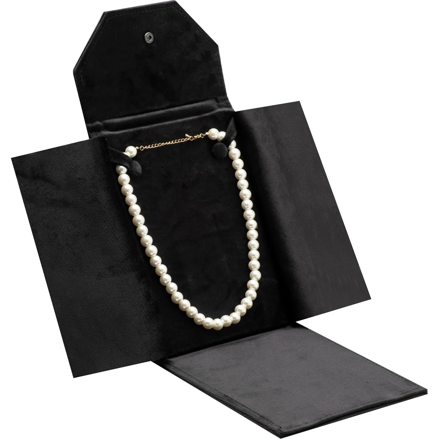 Caja de Joyería Portátil COWFEX de Terciopelo Negro 20.3x16.5 cm