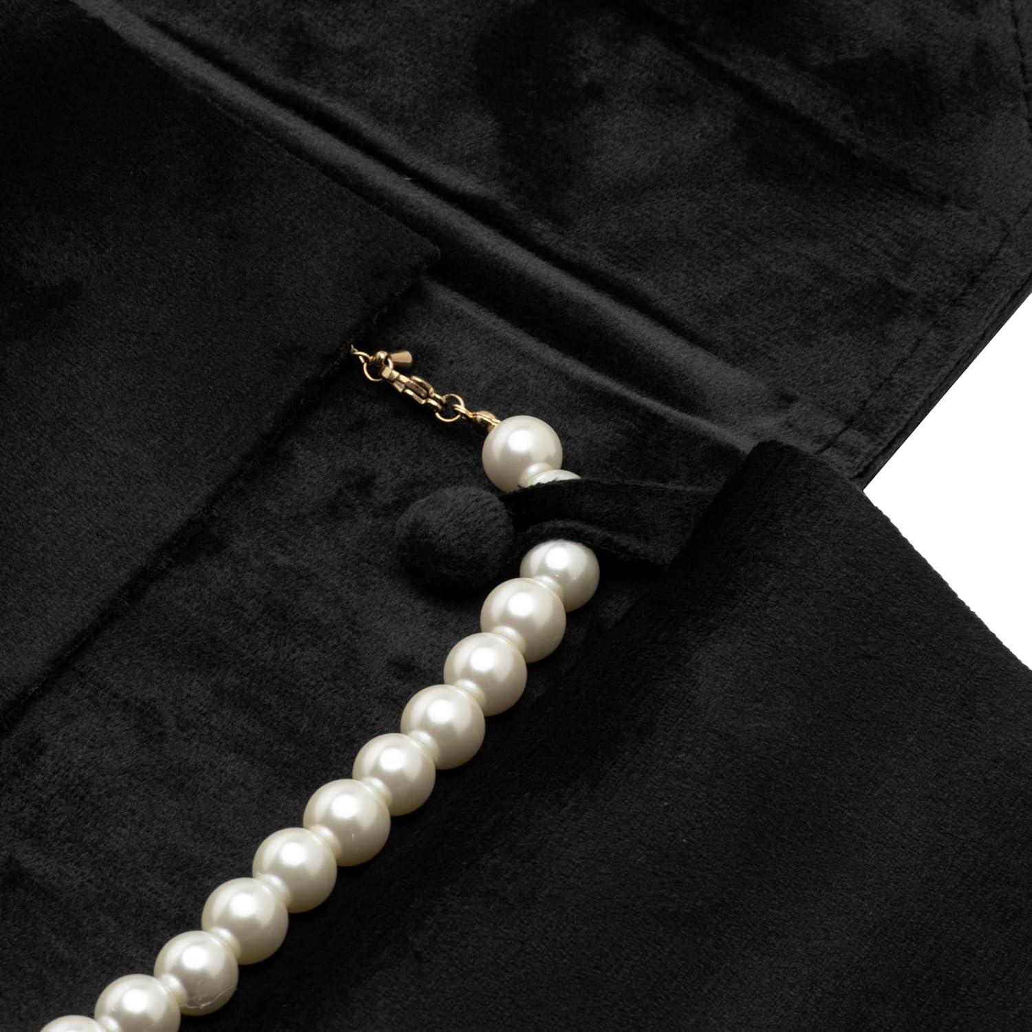 Caja de Joyería Portátil COWFEX de Terciopelo Negro 20.3x16.5 cm