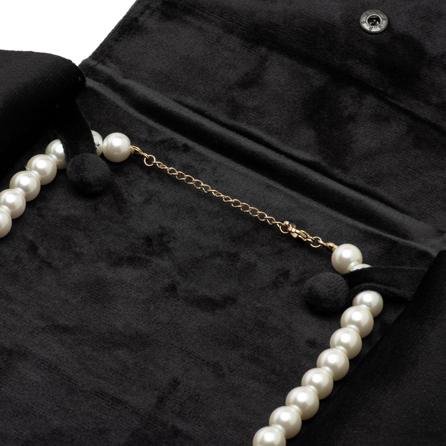 Caja de Joyería Portátil COWFEX de Terciopelo Negro 20.3x16.5 cm