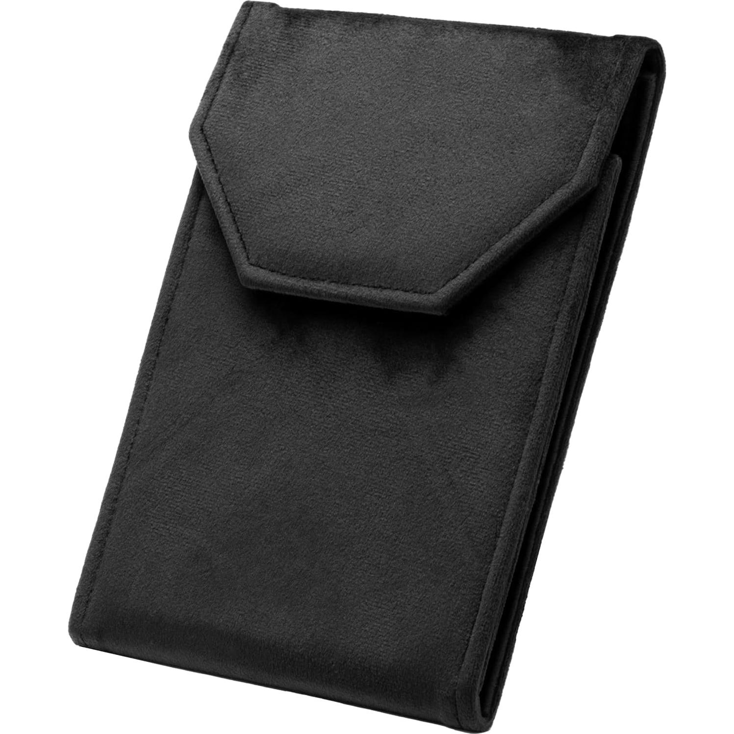 Caja de Joyería Portátil COWFEX de Terciopelo Negro 20.3x16.5 cm