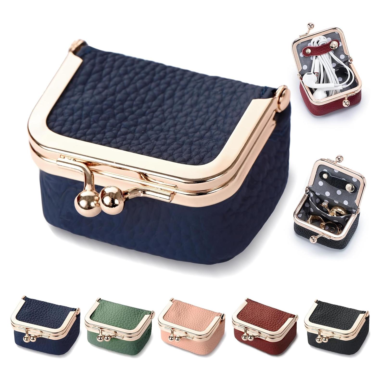 Caja de Joyería de Viaje Zivyes Mini de Cuero Azul