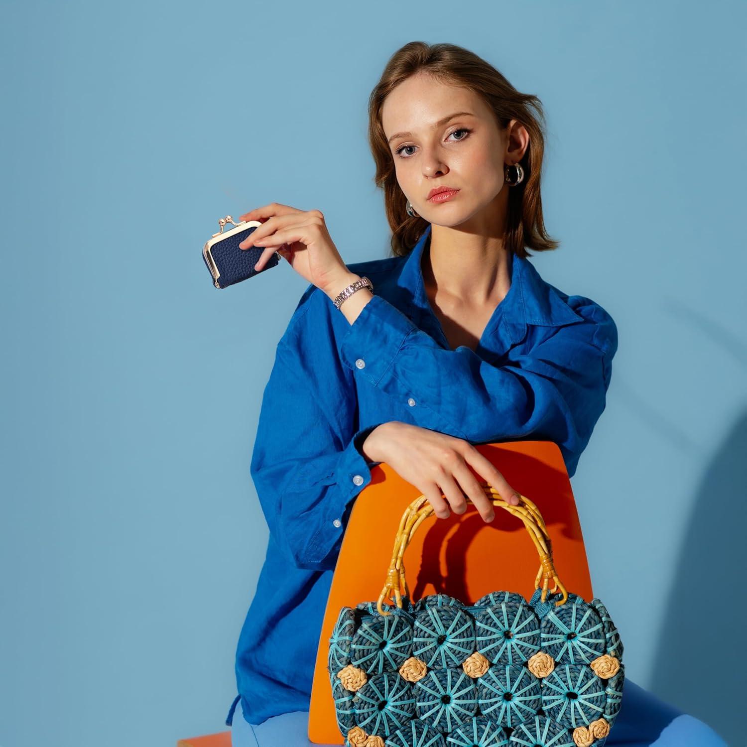 Caja de Joyería de Viaje Zivyes Mini de Cuero Azul