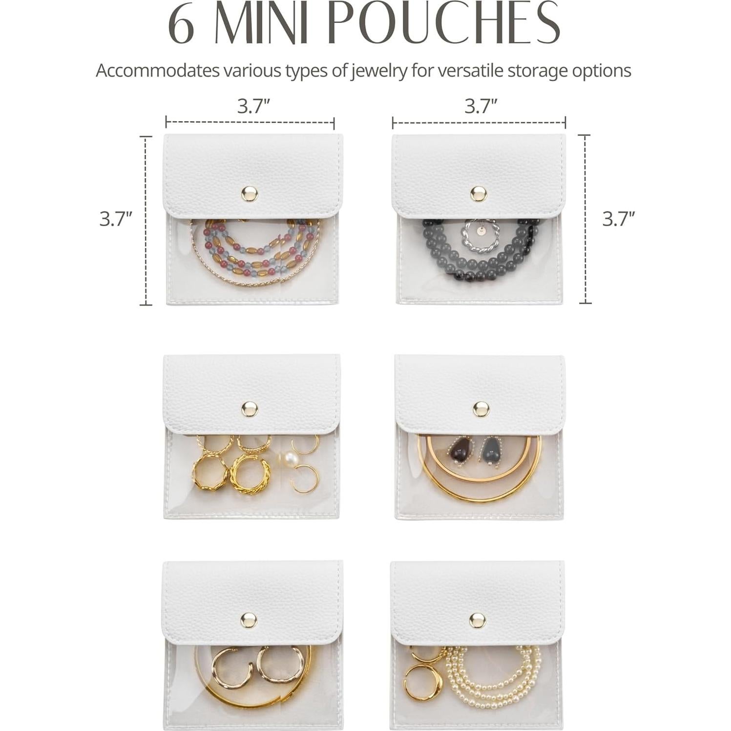 Bolsitas de Joyería Popvibe 6 Pcs Transparentes Viaje