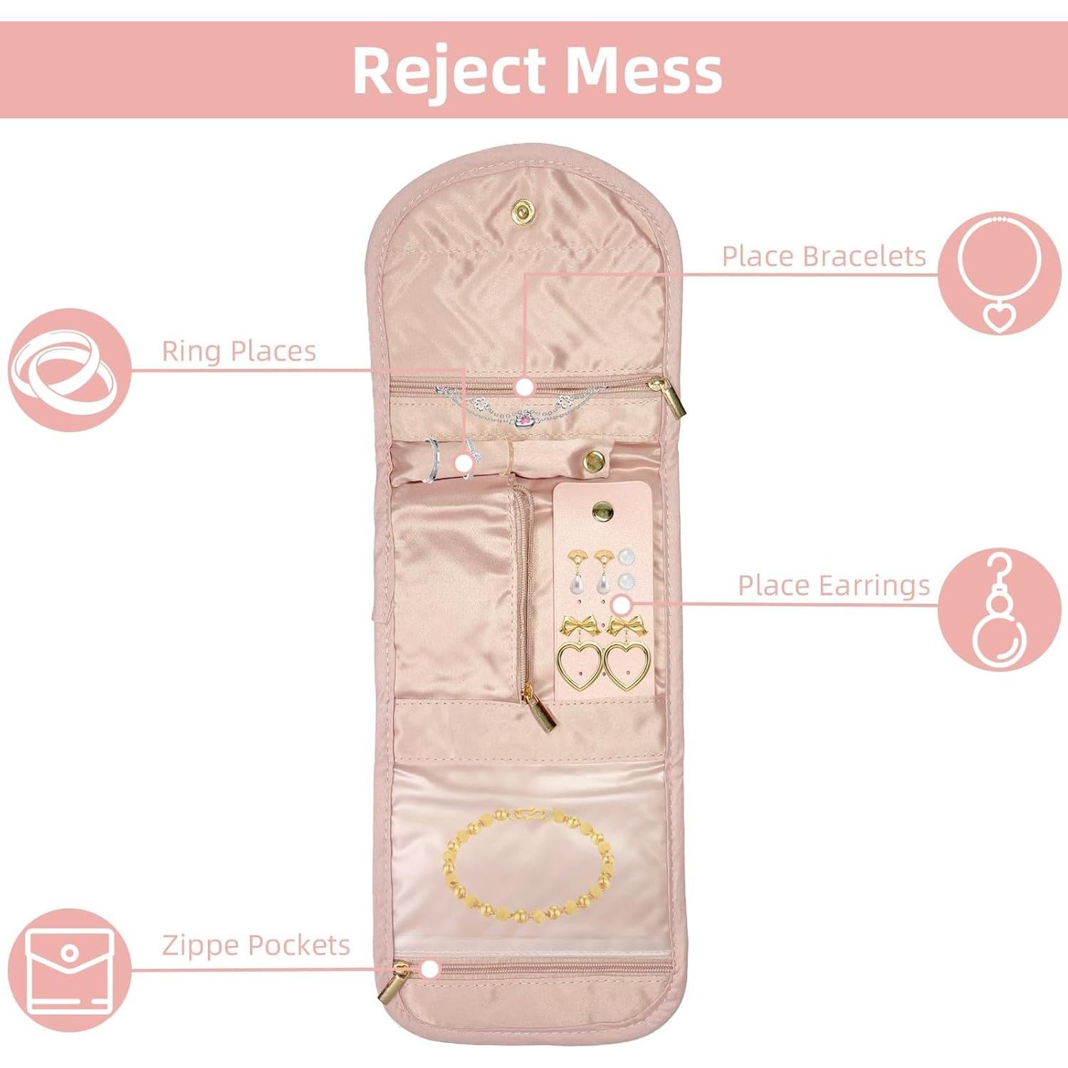 Organizador de Joyería Plegable WOBEVB Rosa 40.6x14cm