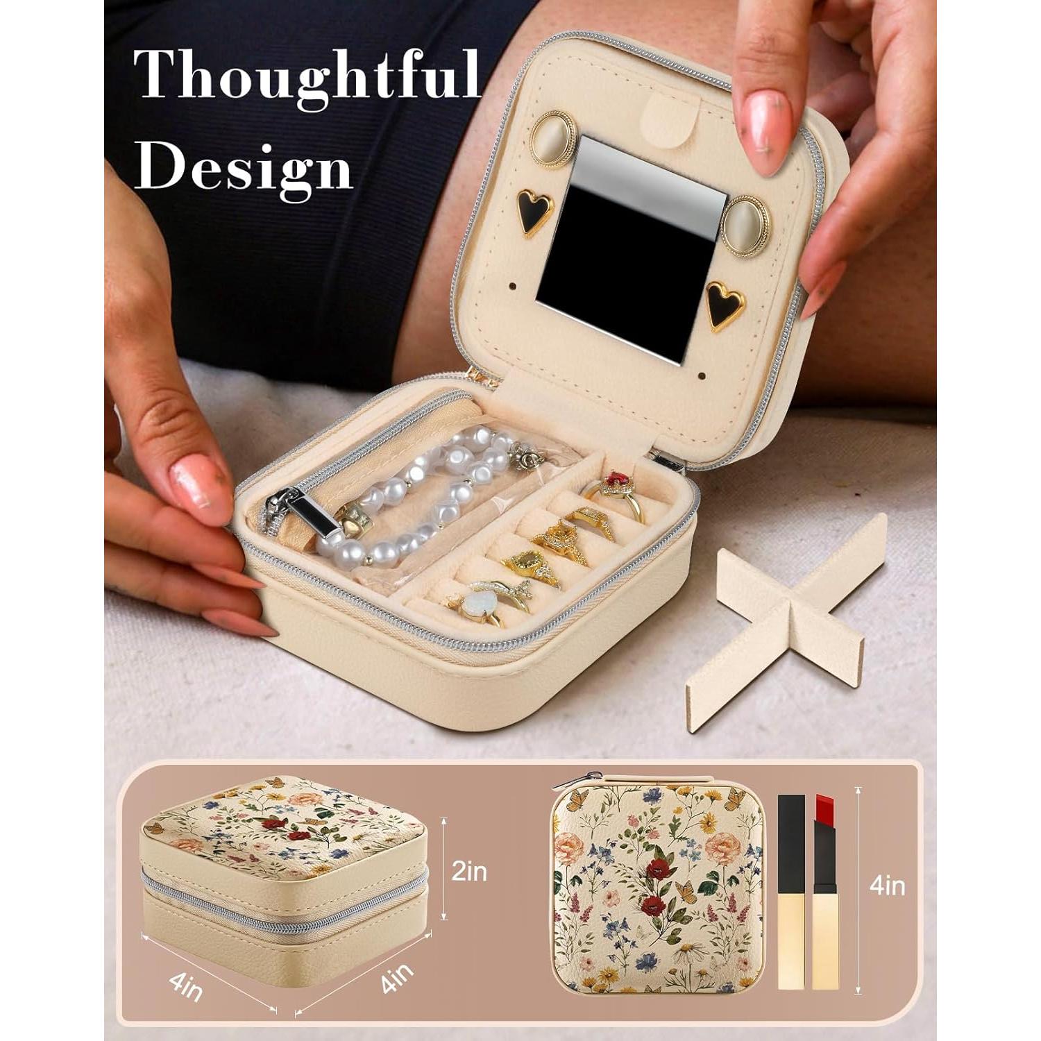 Estuche de Joyería de Viaje Bistup Floral Compacto 10x10x5 cm