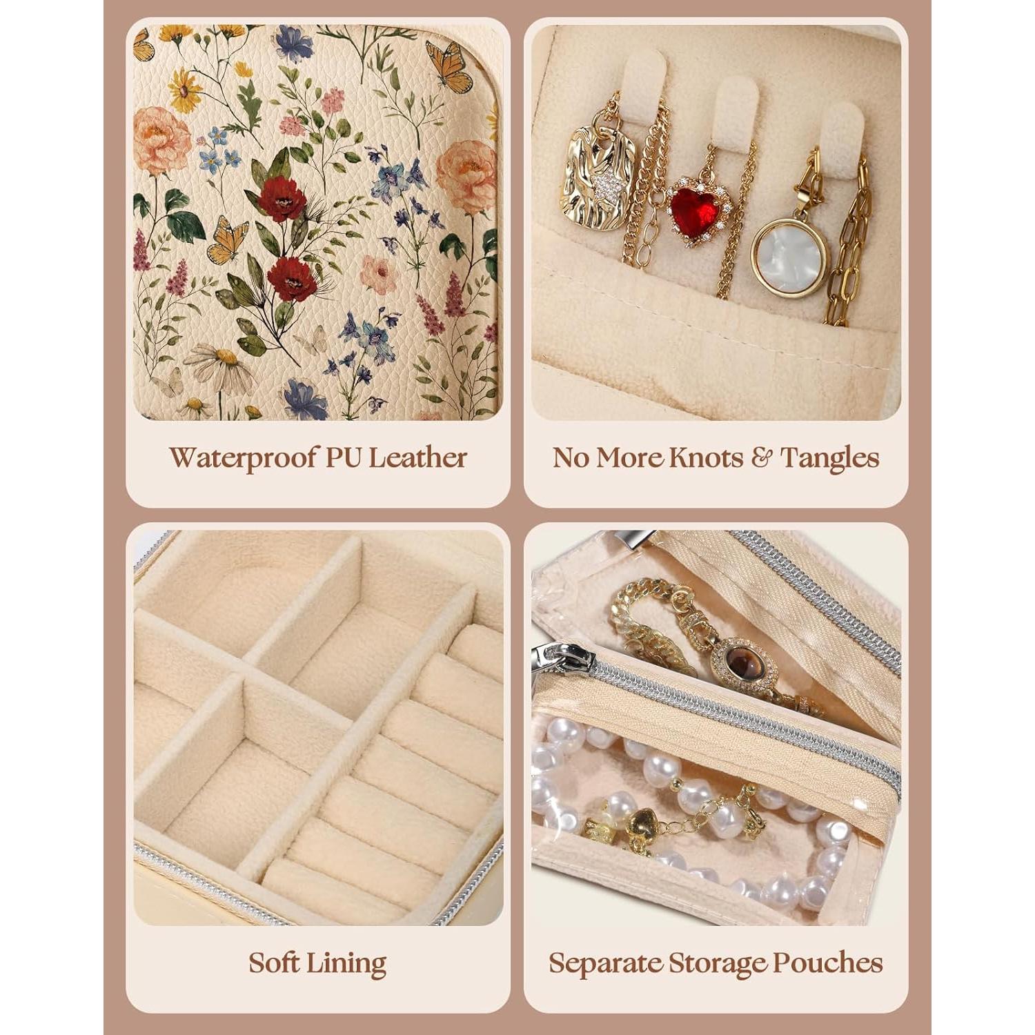 Estuche de Joyería de Viaje Bistup Floral Compacto 10x10x5 cm