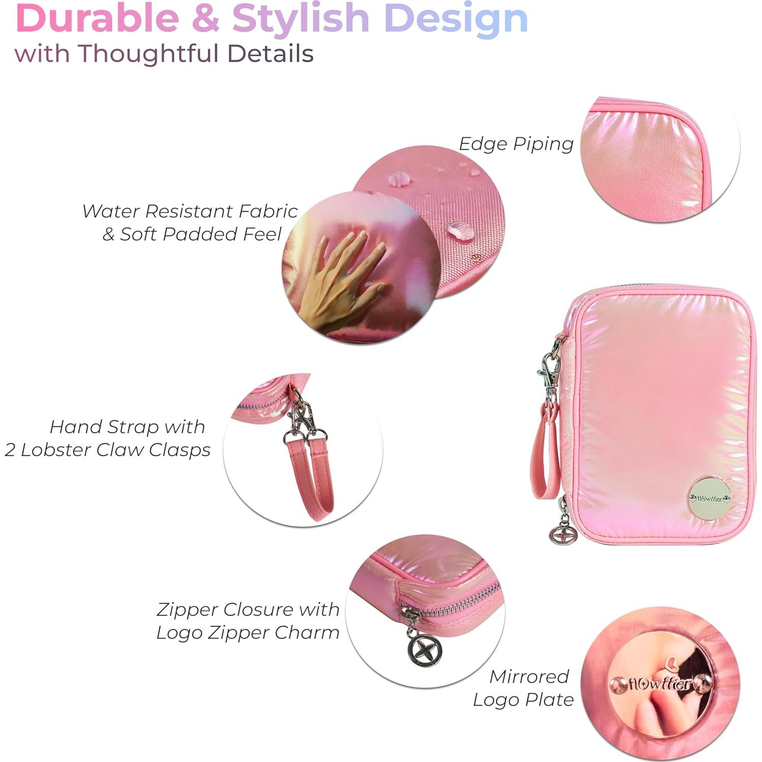 Organizador de Joyería de Viaje FLOWFFIER Rosa Holográfico 13x18cm