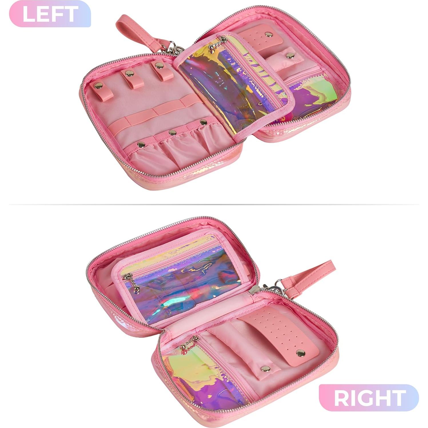 Organizador de Joyería de Viaje FLOWFFIER Rosa Holográfico 13x18cm