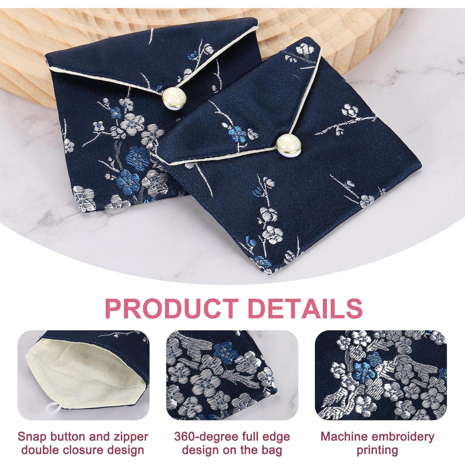 Bolsas de Joyería de Seda Estilo Chino uxcell - 6 Pcs 9x7.5 cm