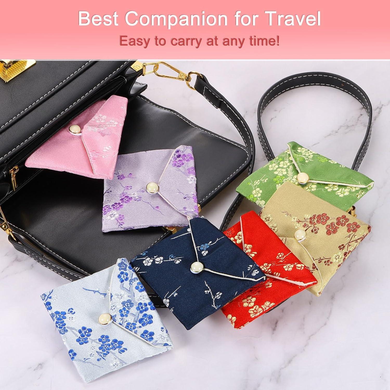 Bolsas de Joyería de Seda Estilo Chino uxcell - 6 Pcs 9x7.5 cm