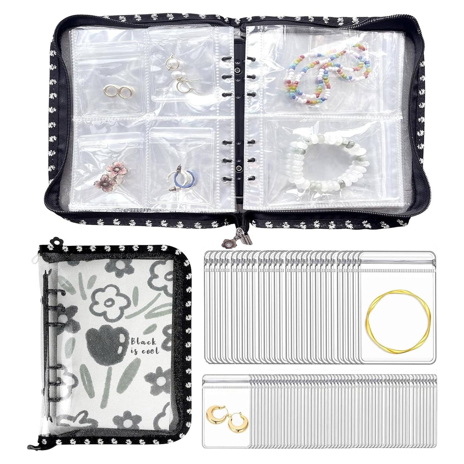 Organizador de Joyería de Viaje Jeonnfp 45 Bolsillos PVC Negro