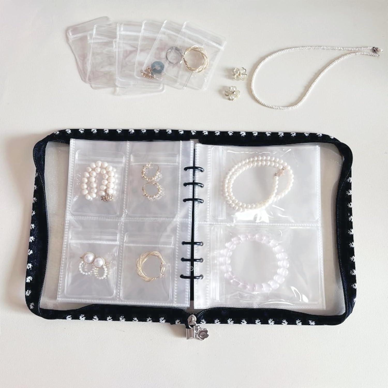 Organizador de Joyería de Viaje Jeonnfp 45 Bolsillos PVC Negro